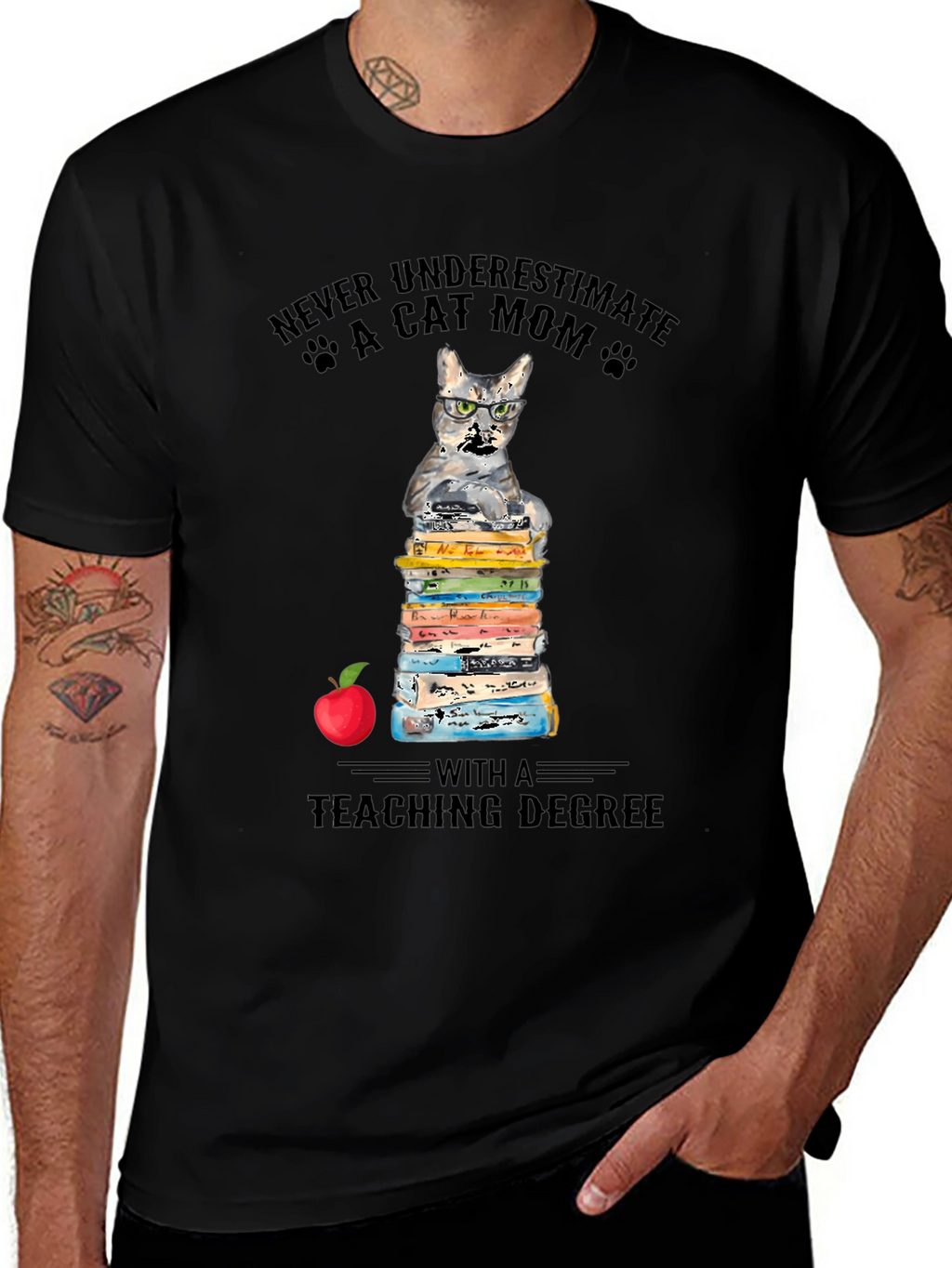 Cat Mom Teaching Degree T-Shirt - Teacher Gift
