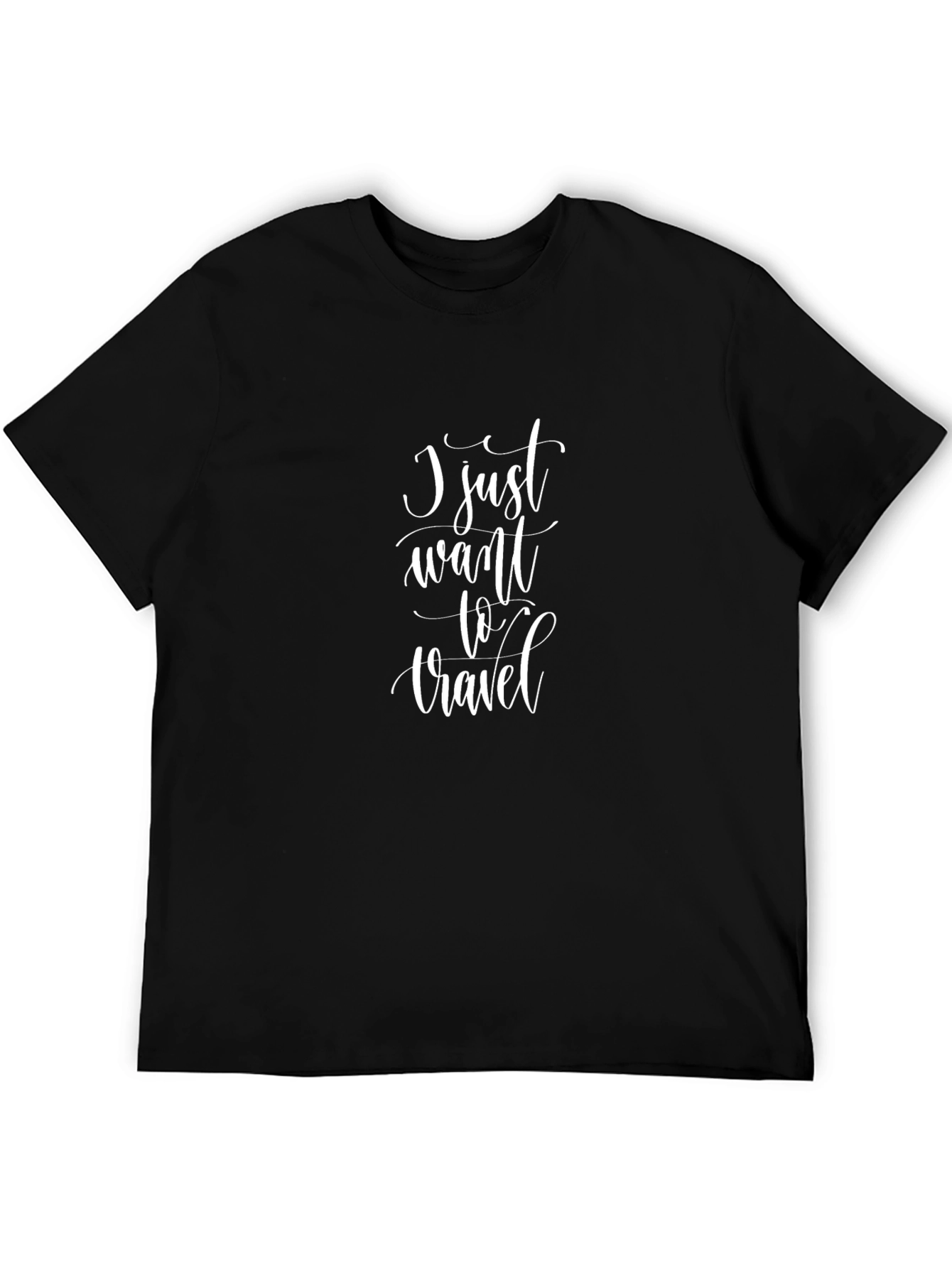 I Just Want To Travel Graphic Tee - Black Unisex T-Shirt