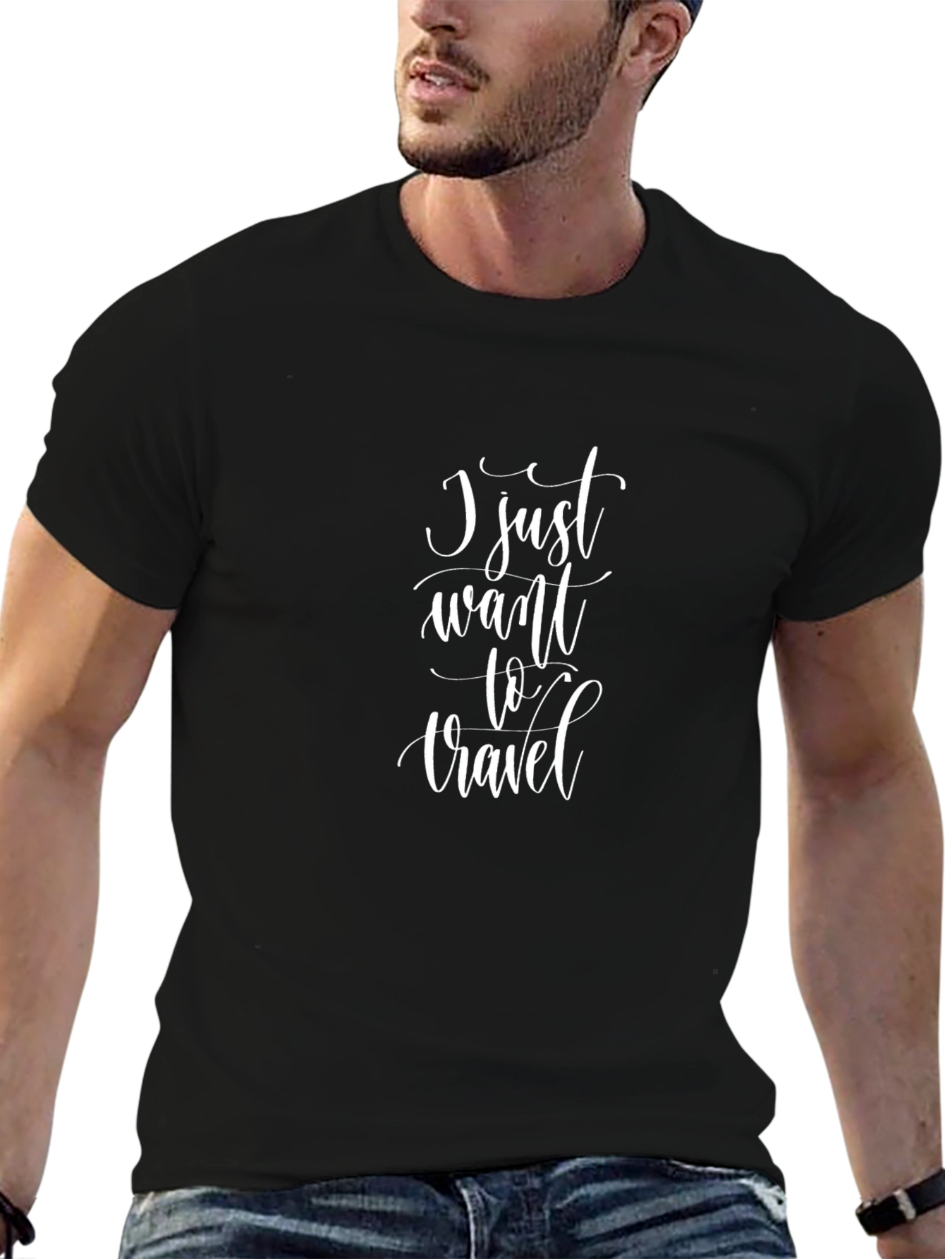 I Just Want To Travel Graphic Tee - Black Unisex T-Shirt