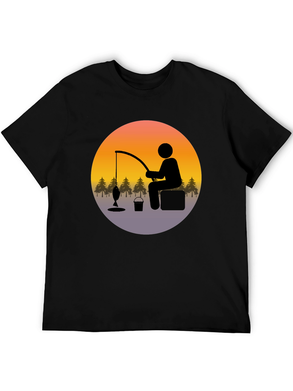 Fisherman Graphic Tee - Black Cotton Blend