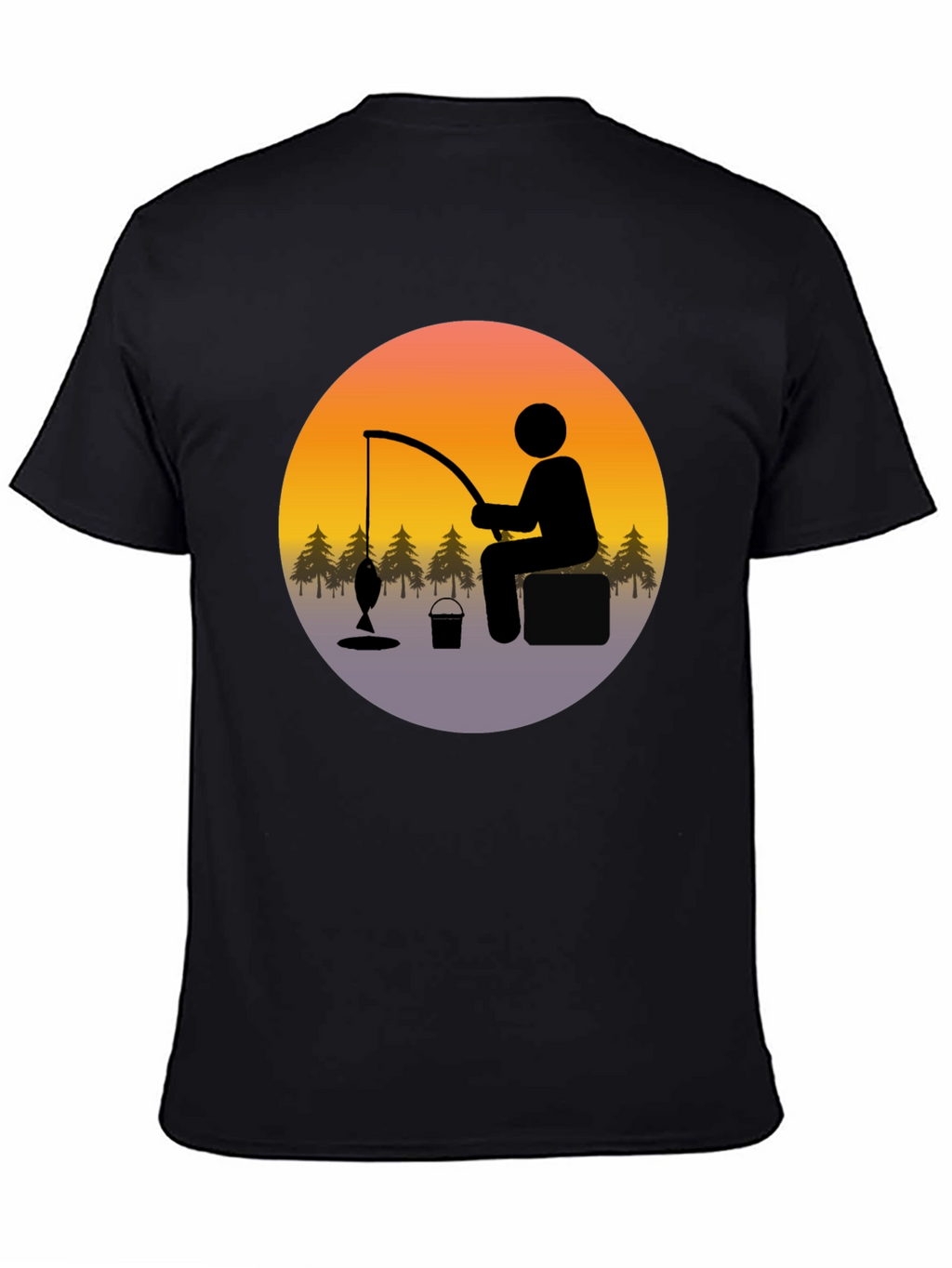 Fisherman Graphic Tee - Black Cotton Blend