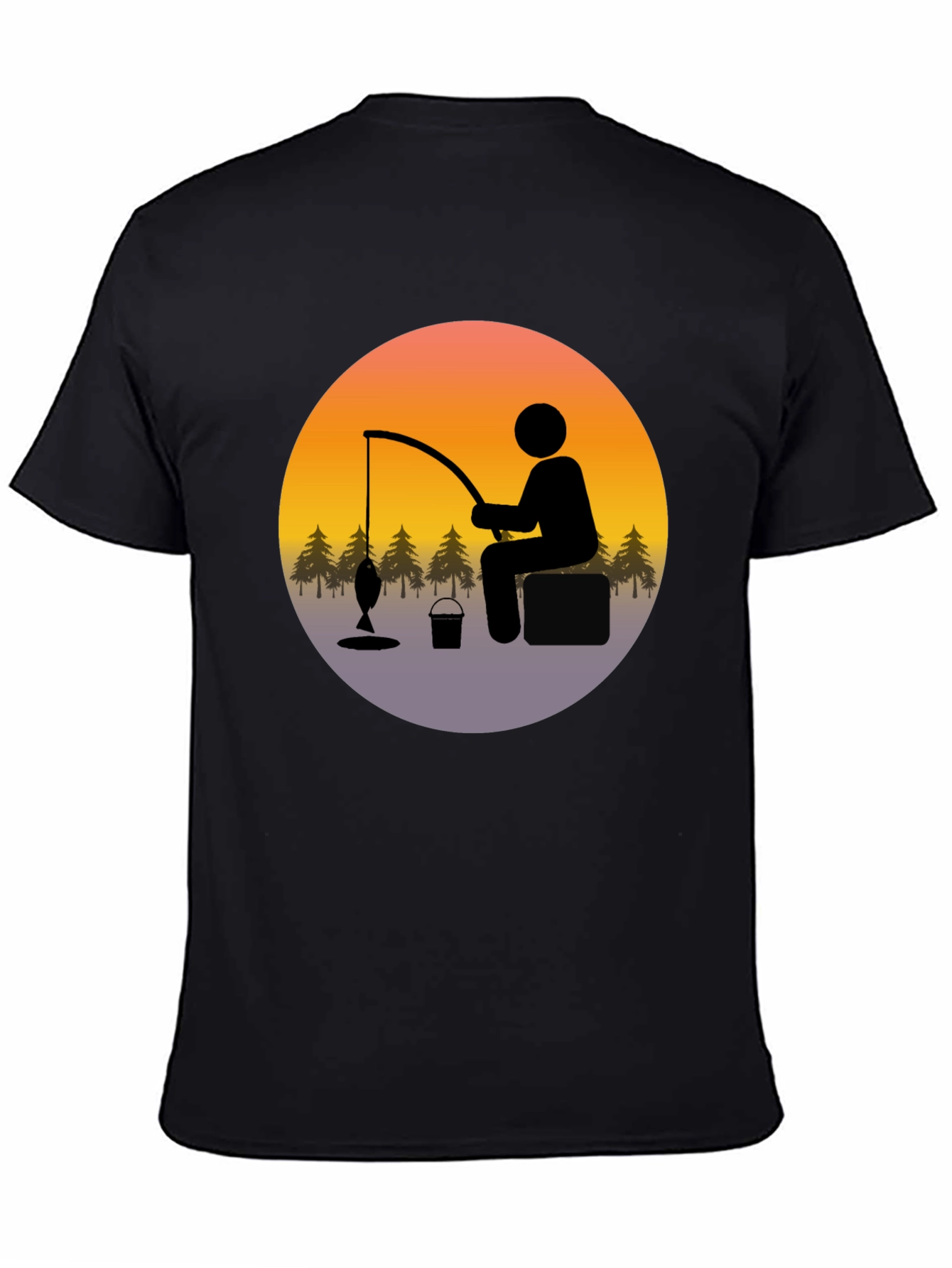 Fisherman Graphic Tee - Black Cotton Blend