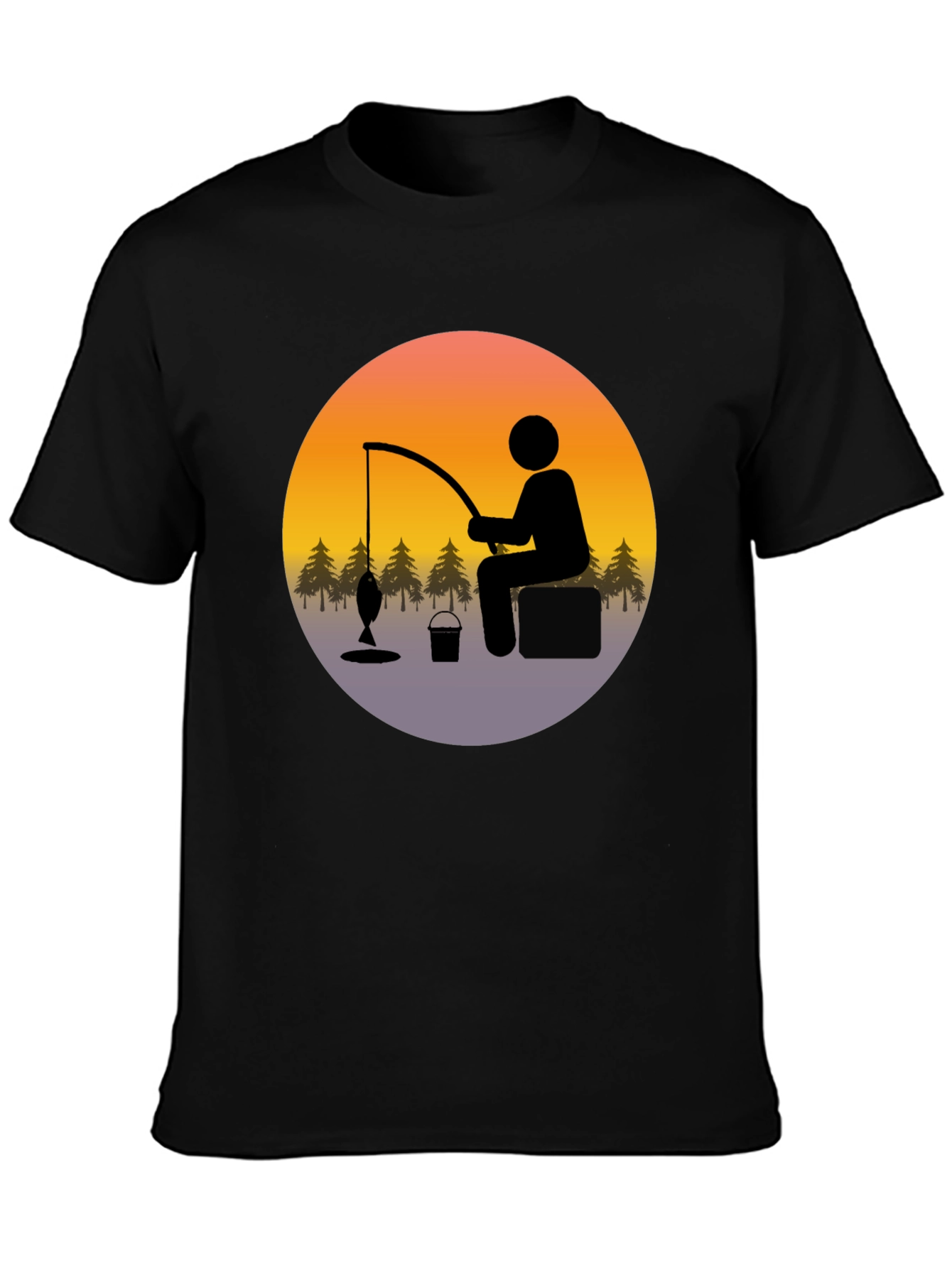 Fisherman Graphic Tee - Black Cotton Blend