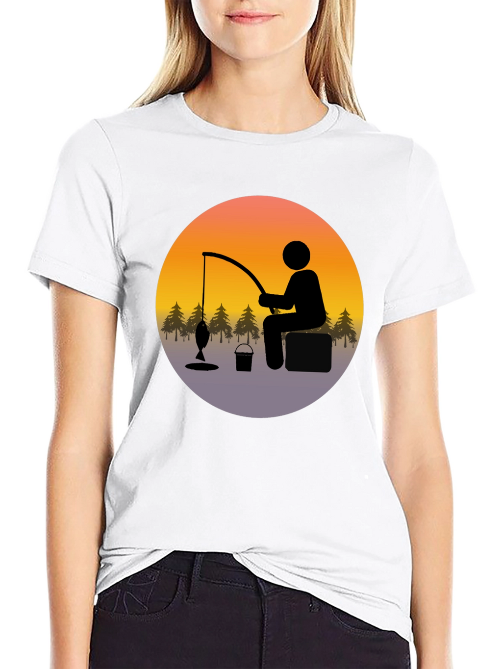 Fisherman Graphic Tee - Black Cotton Blend