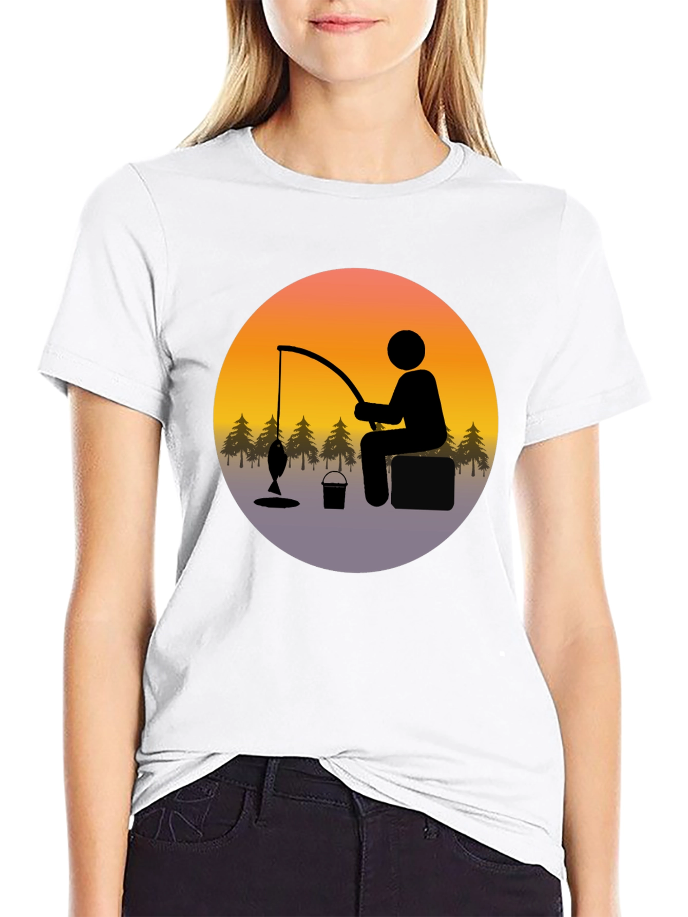 Fisherman Graphic Tee - Black Cotton Blend