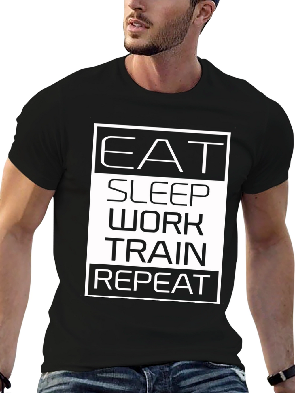Eat Sleep Work Train Repeat Graphic Tee