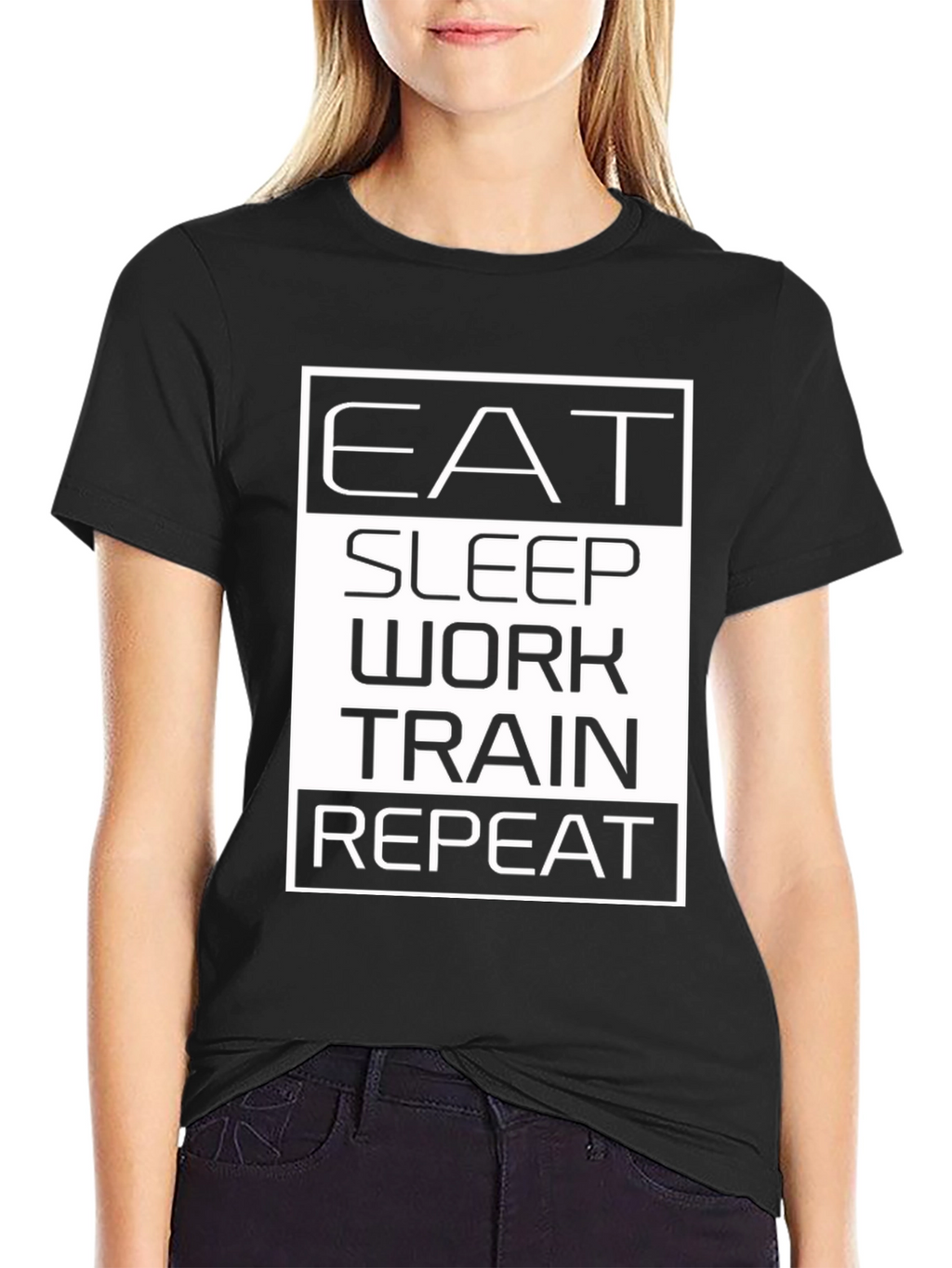 Eat Sleep Work Train Repeat Graphic Tee