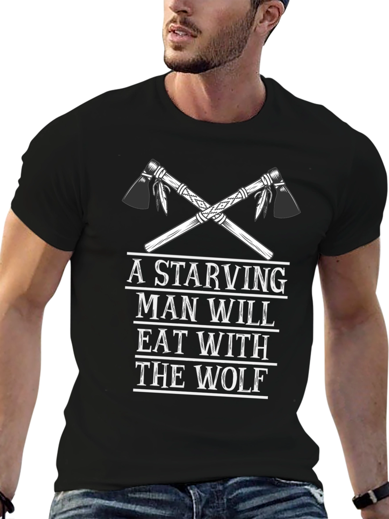 Starving Man Wolf Graphic Tee - Soft Cotton Blend