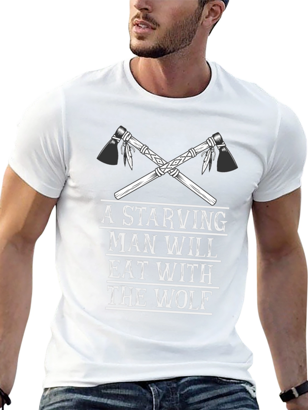 Starving Man Wolf Graphic Tee - Soft Cotton Blend