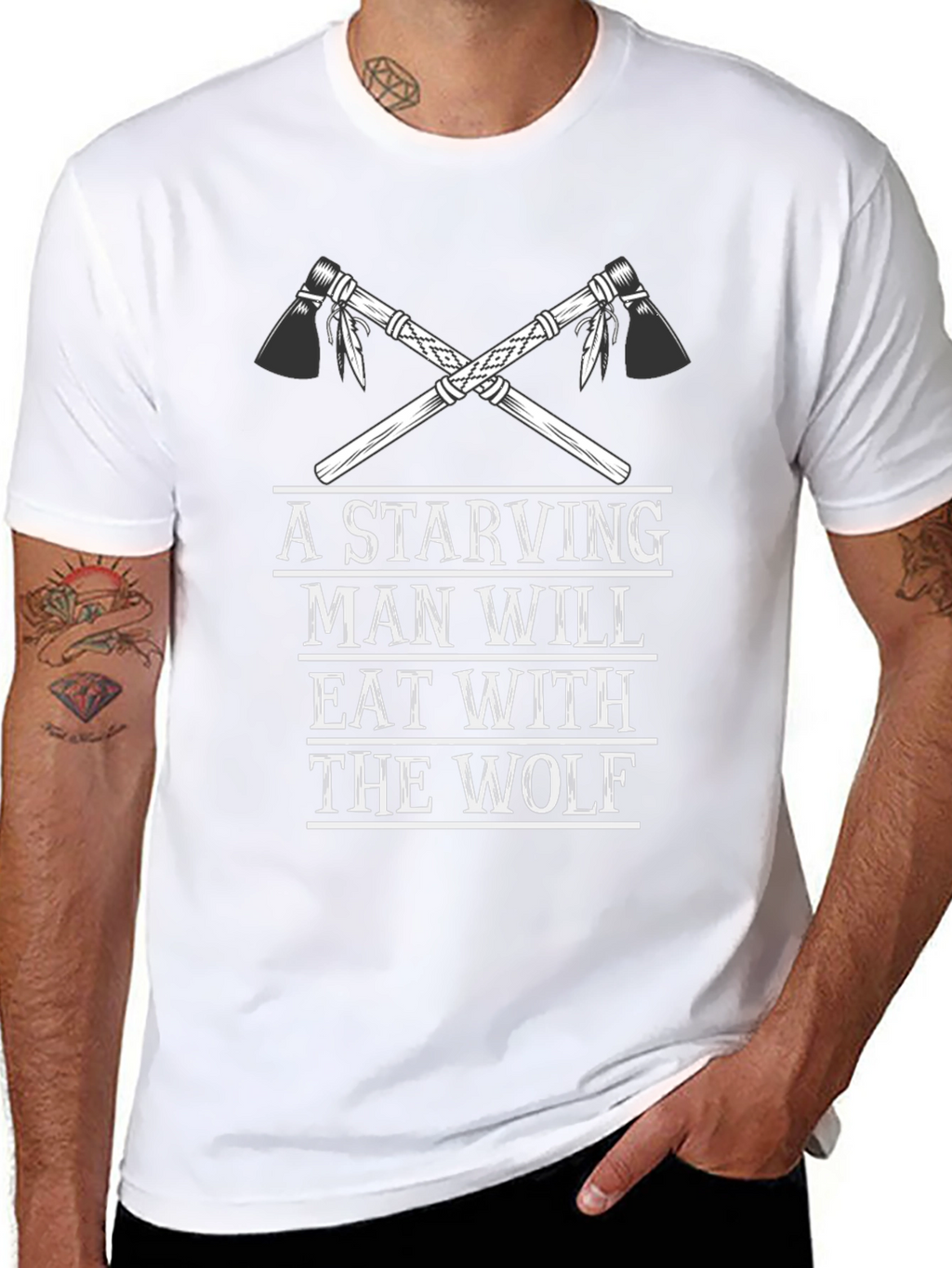 Starving Man Wolf Graphic Tee - Soft Cotton Blend