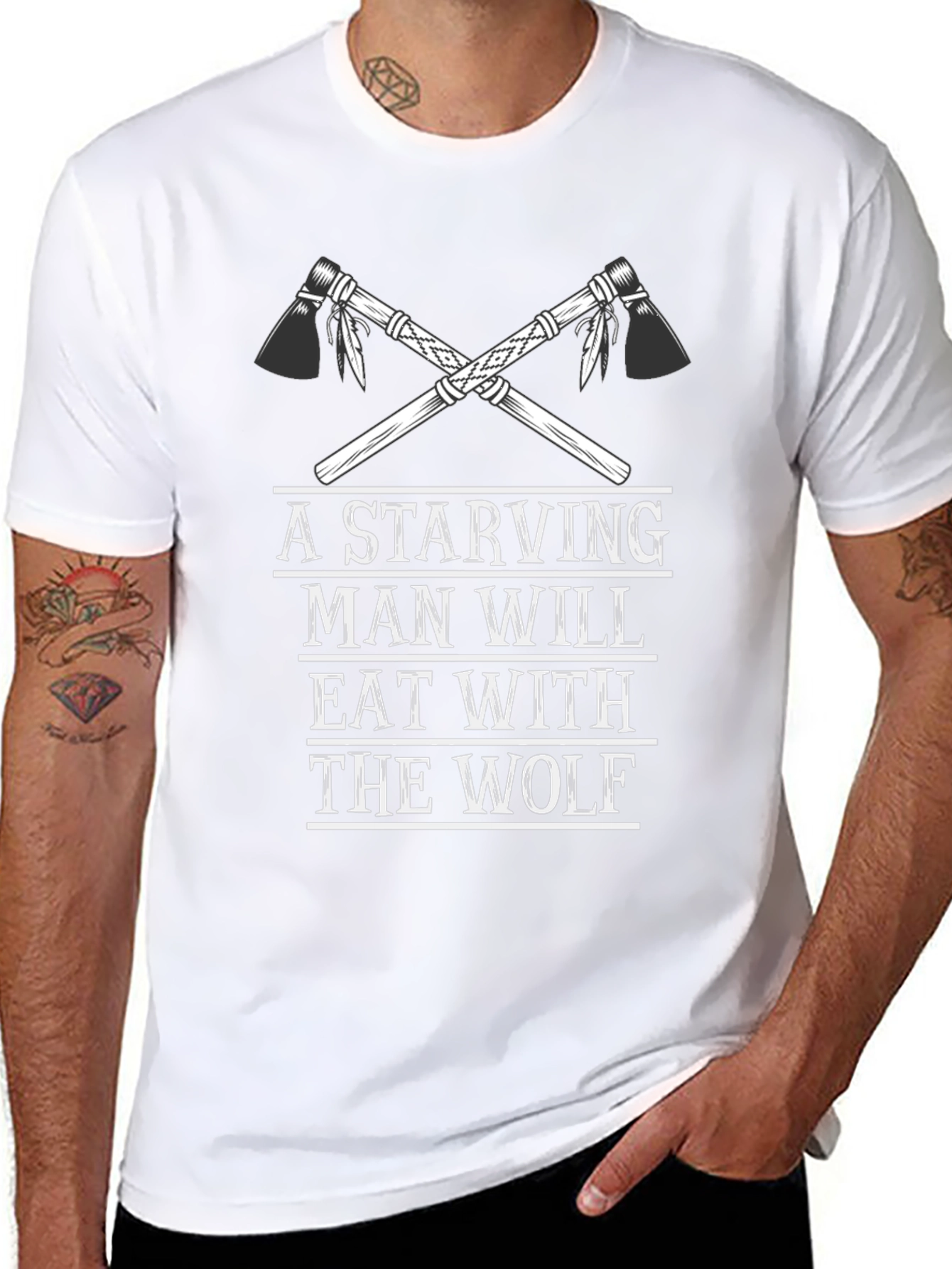 Starving Man Wolf Graphic Tee - Soft Cotton Blend