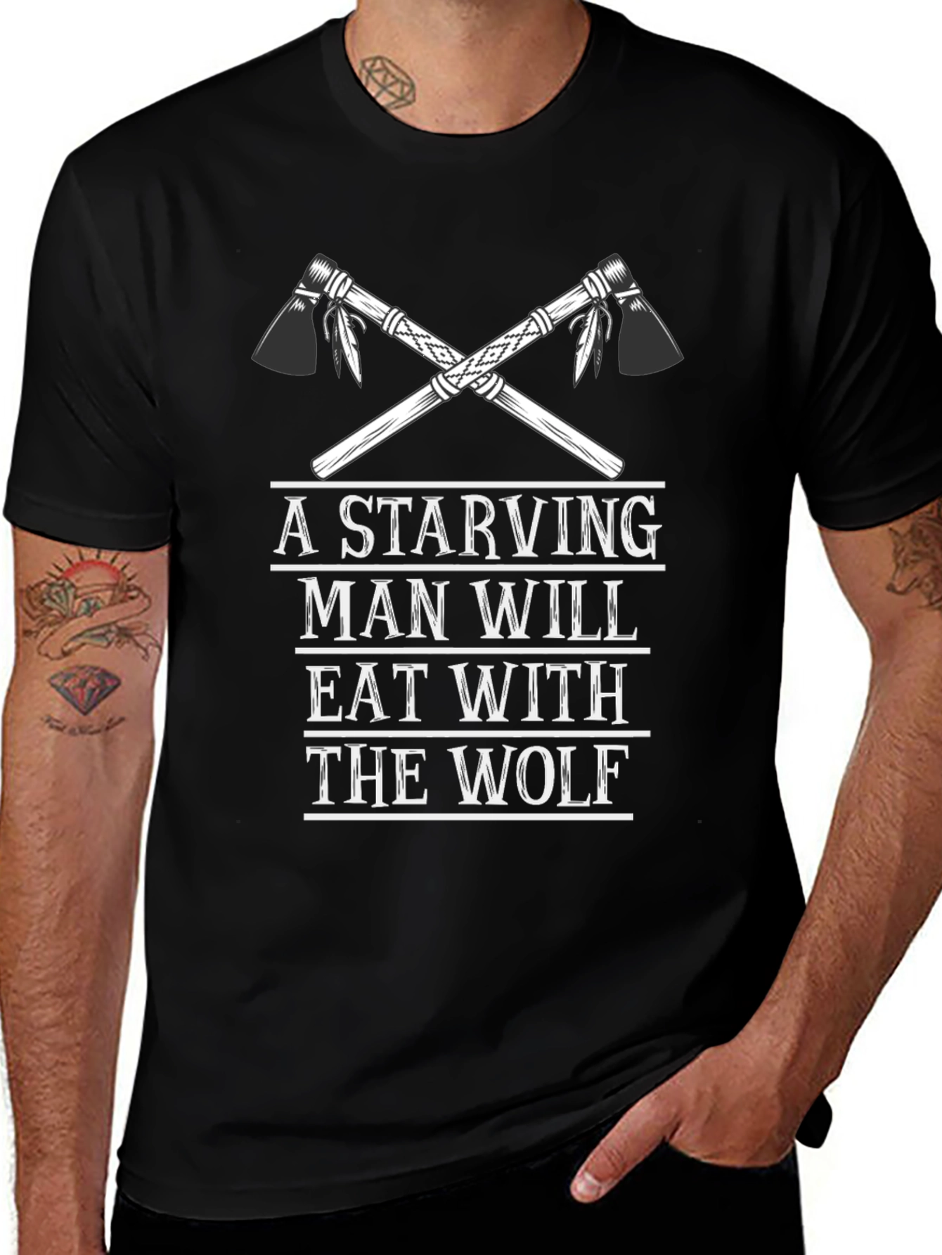 Starving Man Wolf Graphic Tee - Soft Cotton Blend