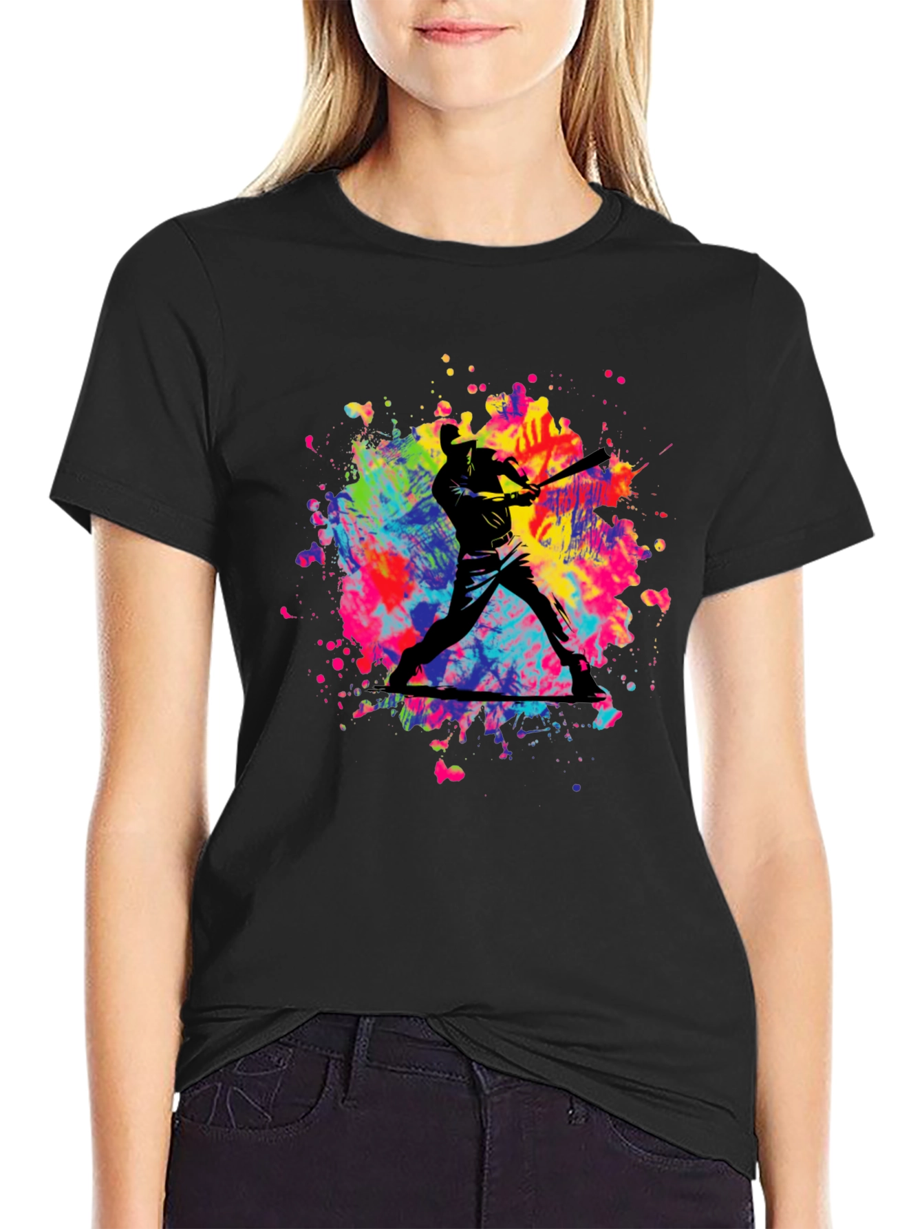Colorful Baseball Player T-Shirt
