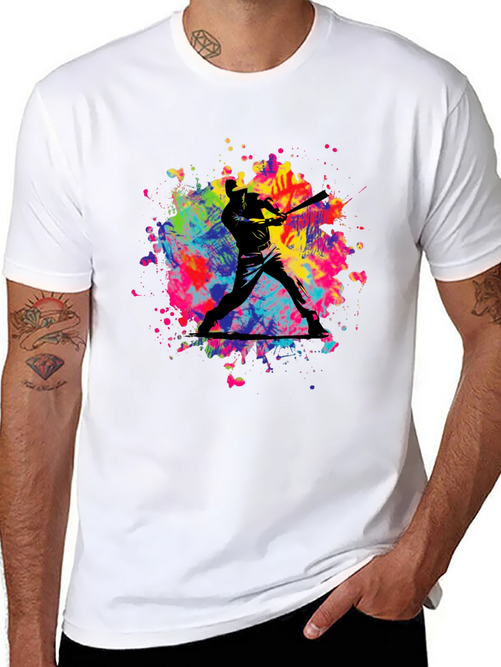 Colorful Baseball Player T-Shirt