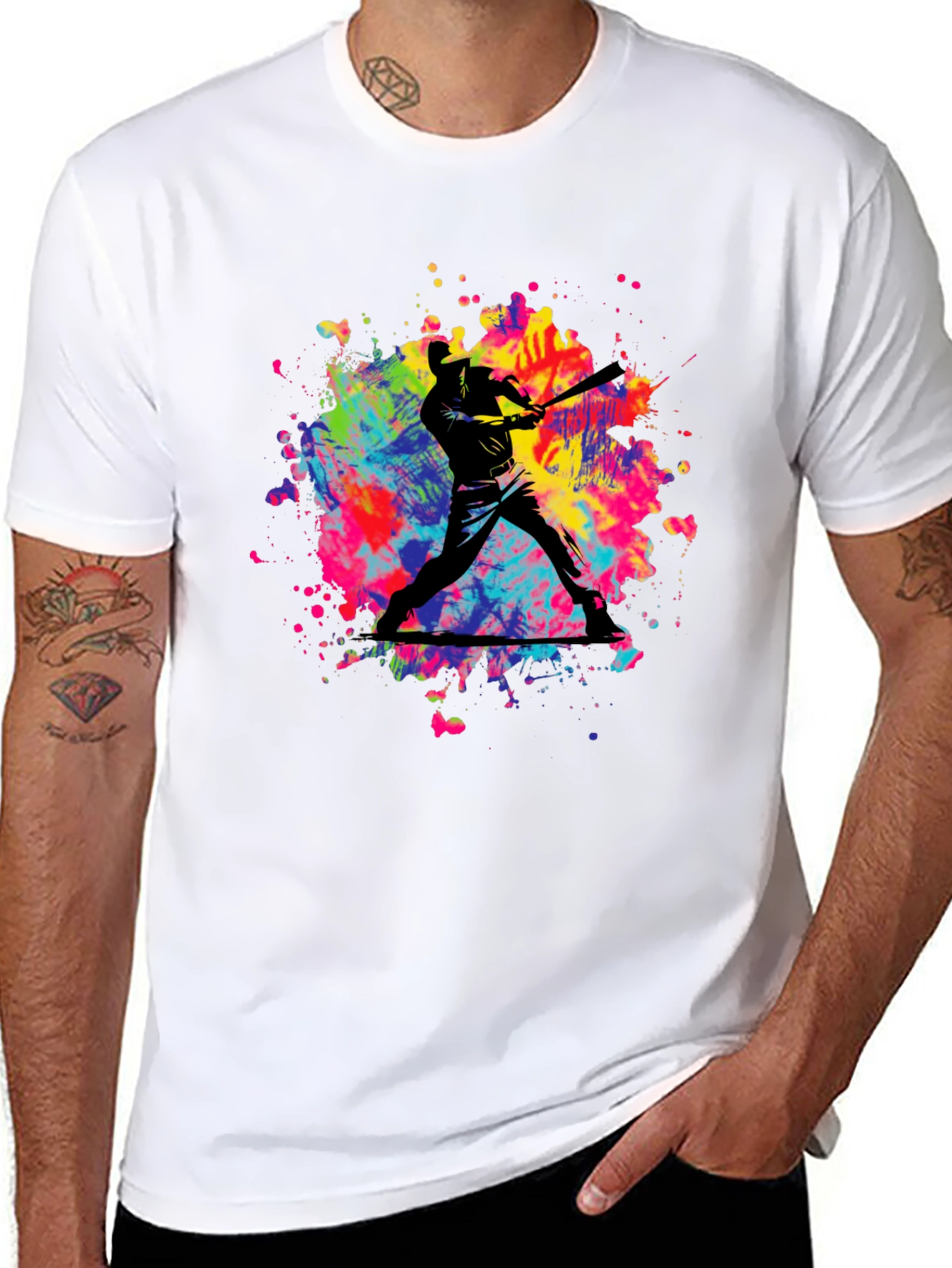 Colorful Baseball Player T-Shirt
