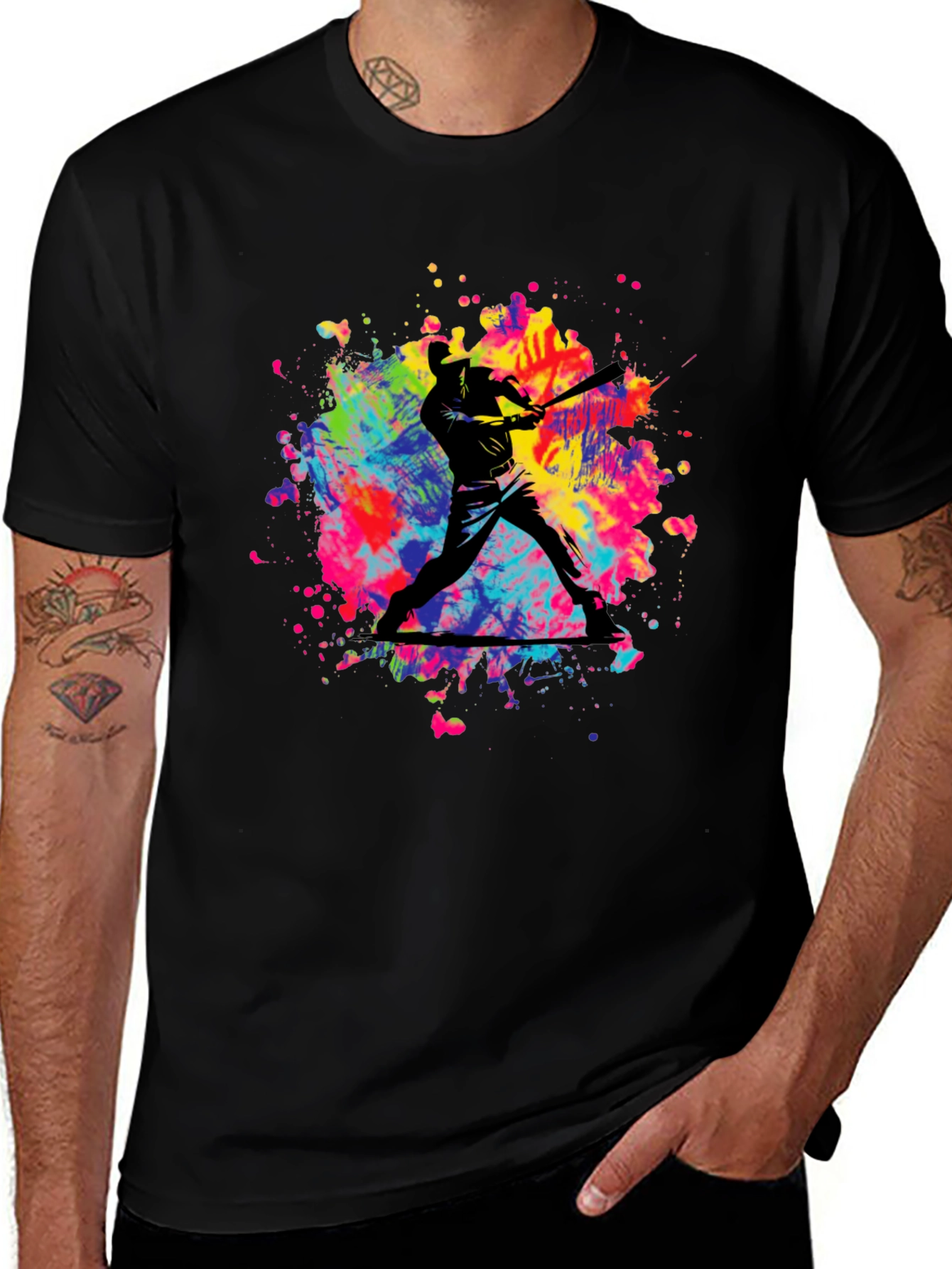 Colorful Baseball Player T-Shirt