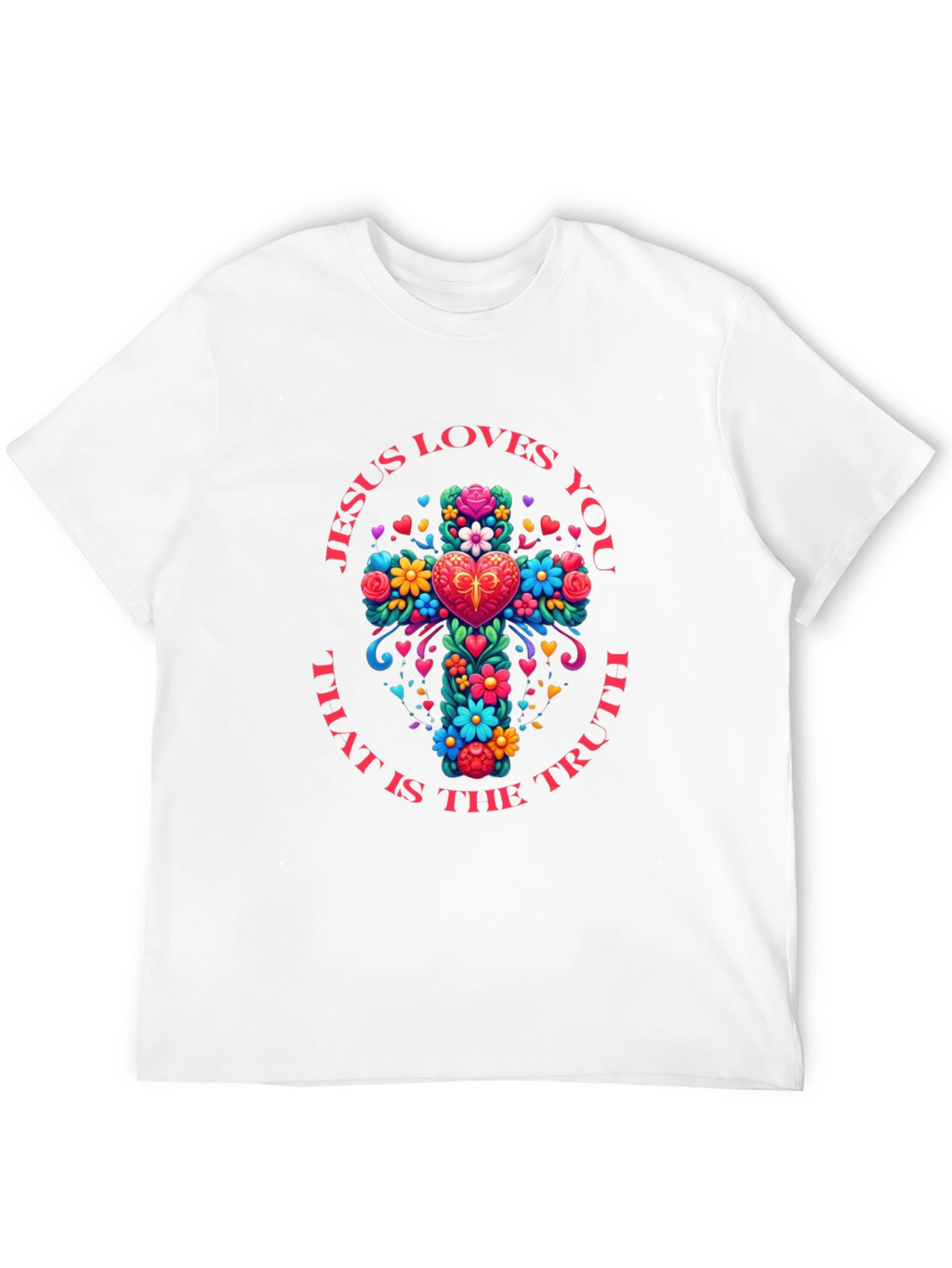 Jesus Loves You Floral Cross T-Shirt
