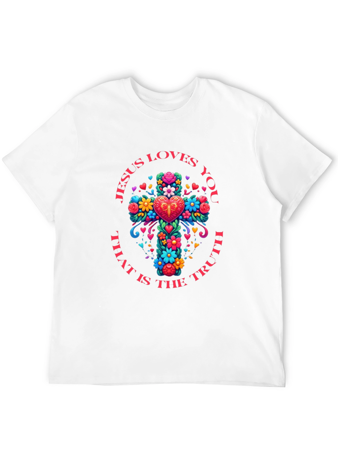 Jesus Loves You Floral Cross T-Shirt