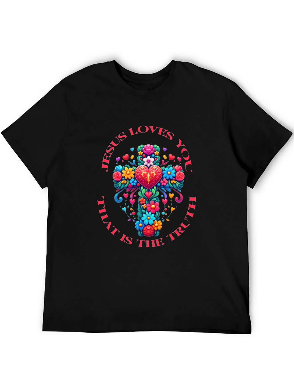 Jesus Loves You Floral Cross T-Shirt