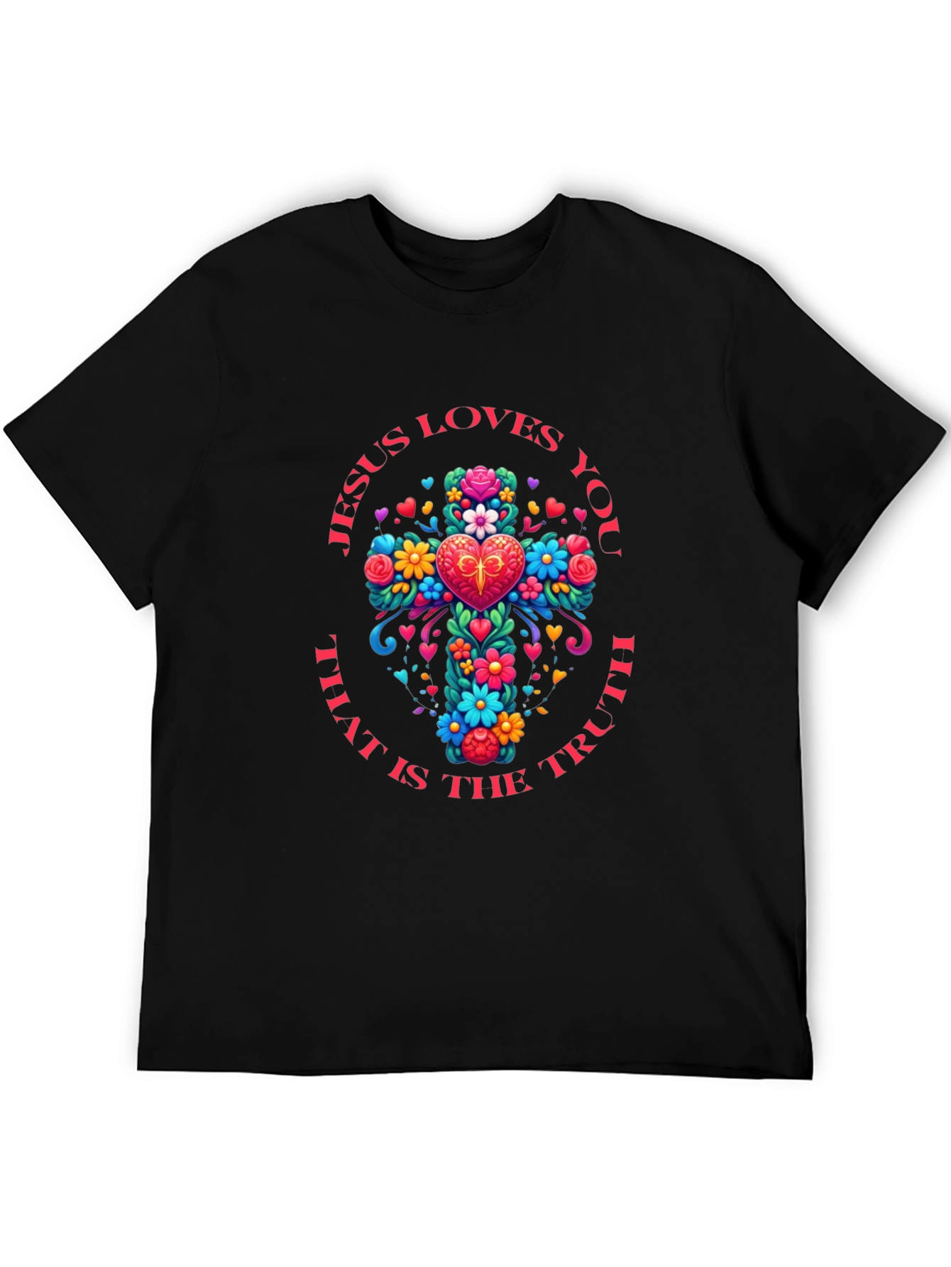 Jesus Loves You Floral Cross T-Shirt