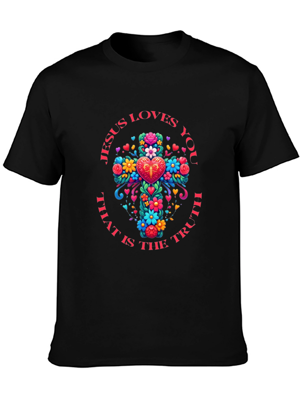 Jesus Loves You Floral Cross T-Shirt