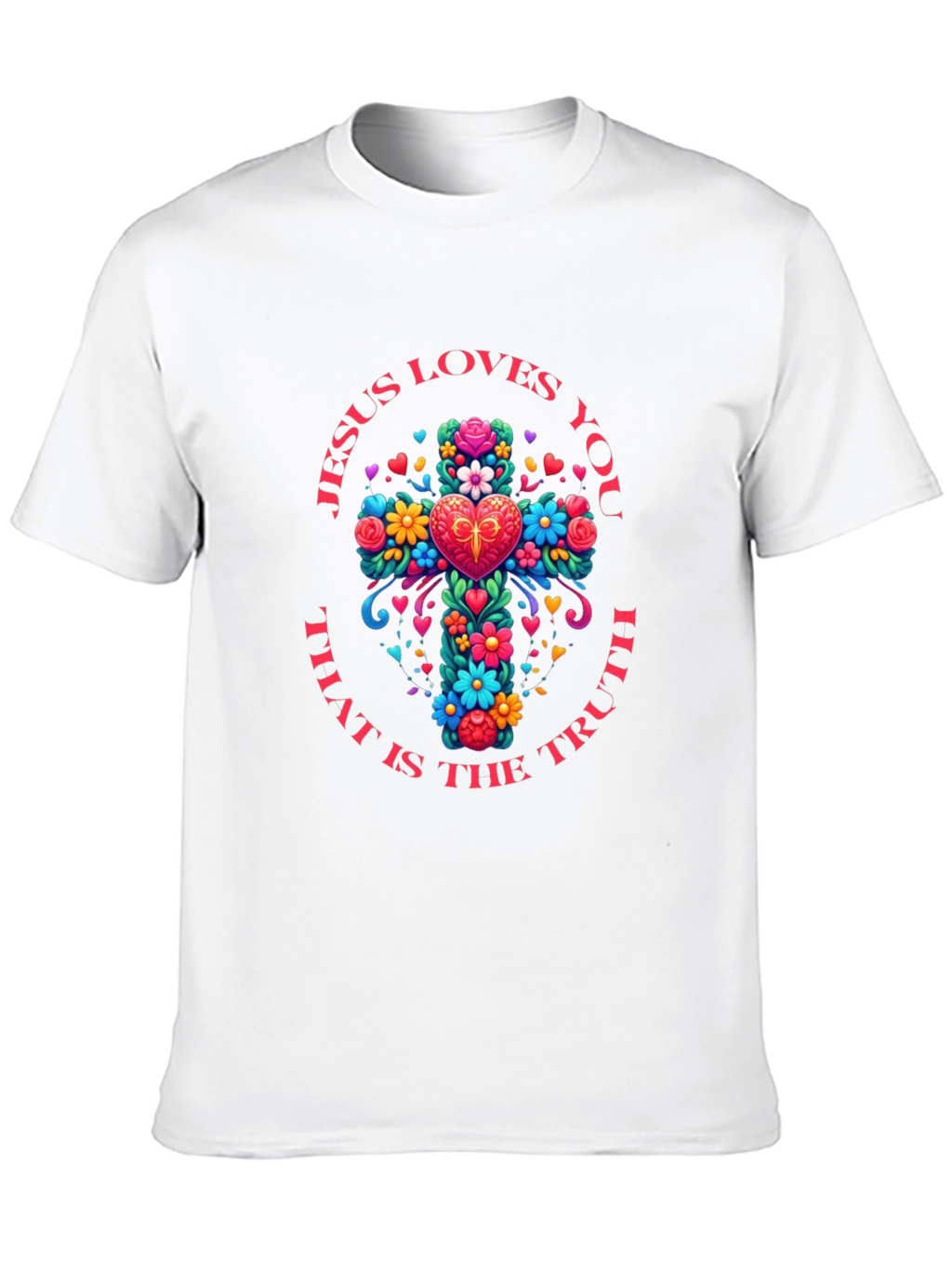 Jesus Loves You Floral Cross T-Shirt
