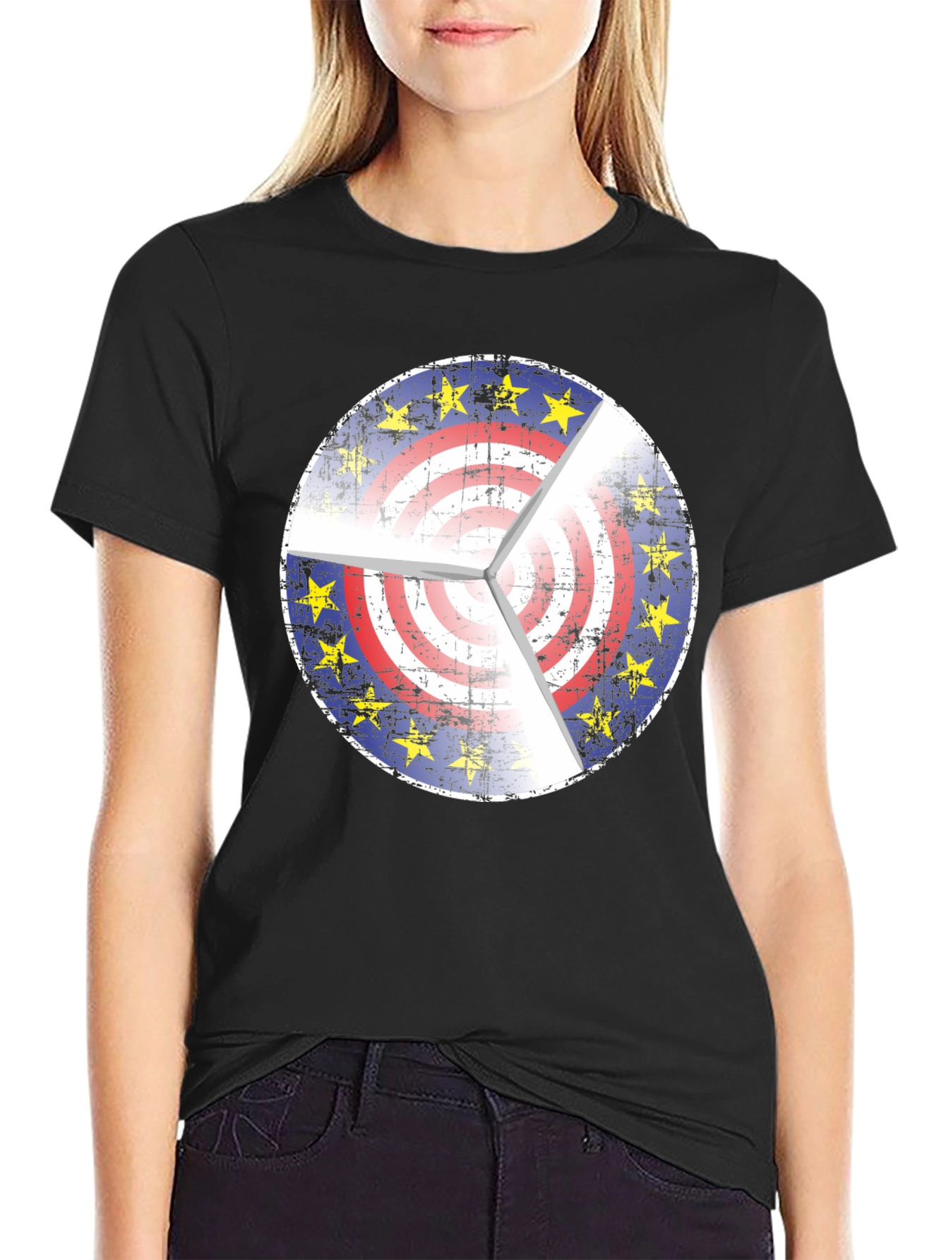 EU USA Target Graphic Black T-Shirt