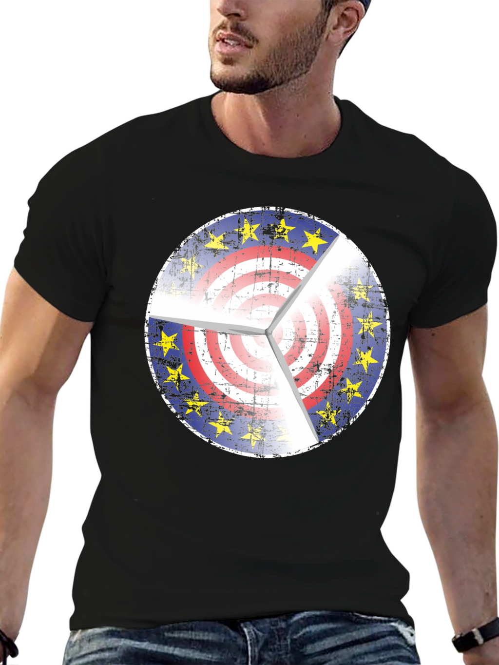 EU USA Target Graphic Black T-Shirt