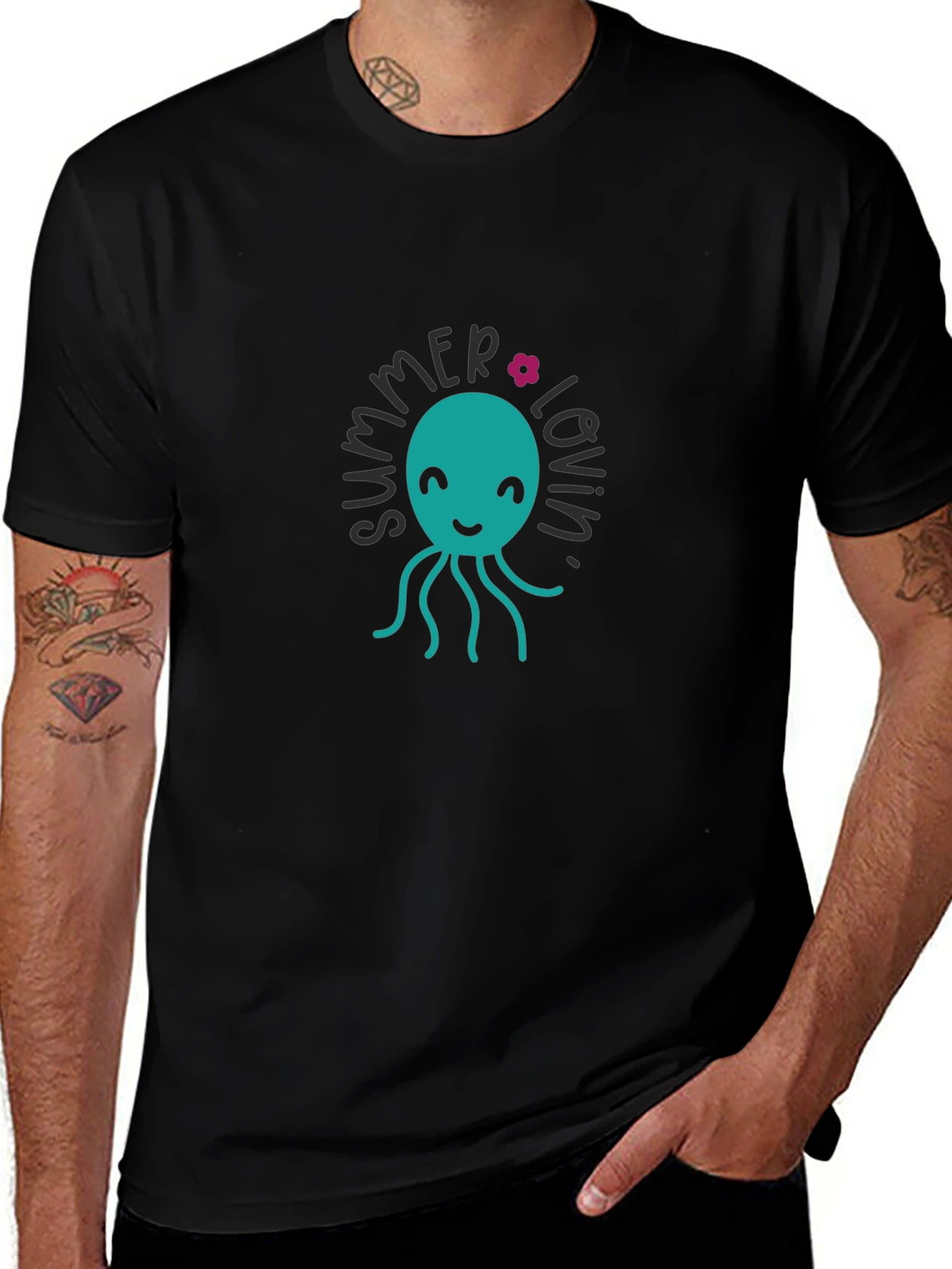 Summer Lovin Octopus Graphic Tee - Black
