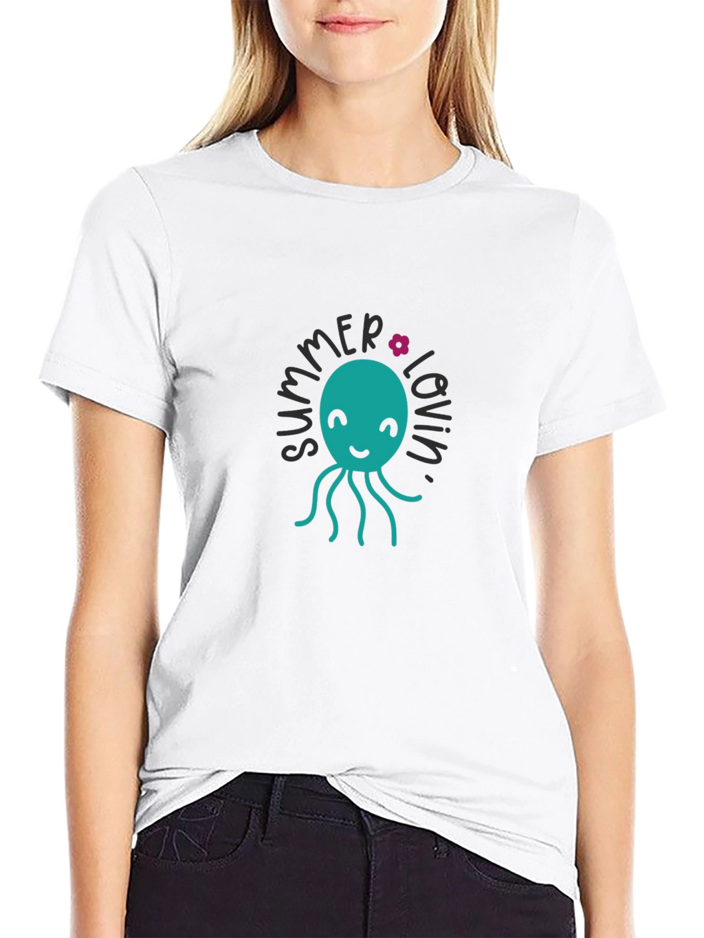 Summer Lovin Octopus Graphic Tee - Black