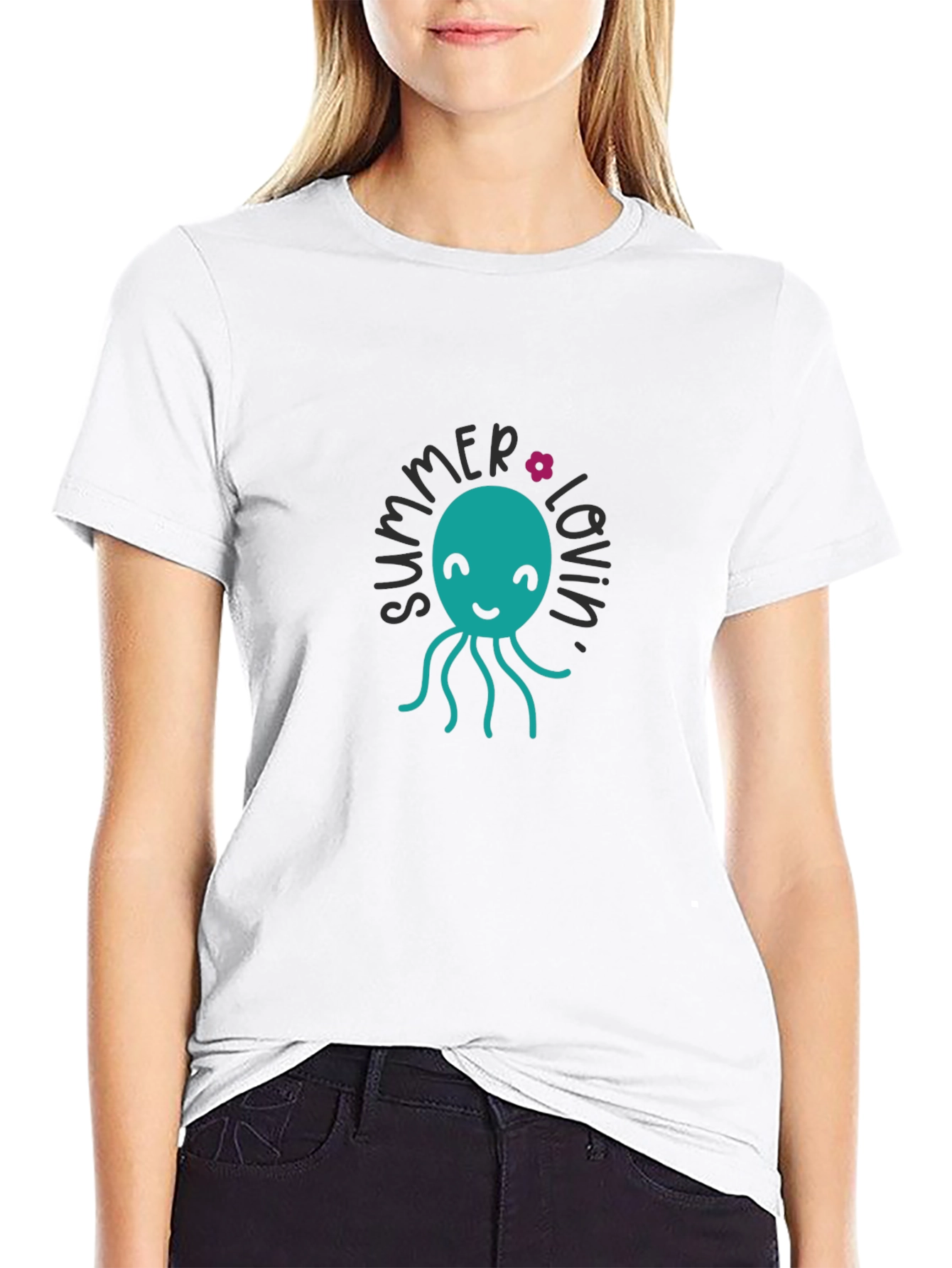 Summer Lovin Octopus Graphic Tee - Black