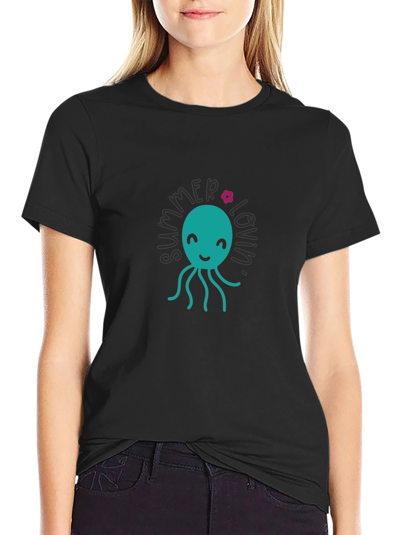 Summer Lovin Octopus Graphic Tee - Black