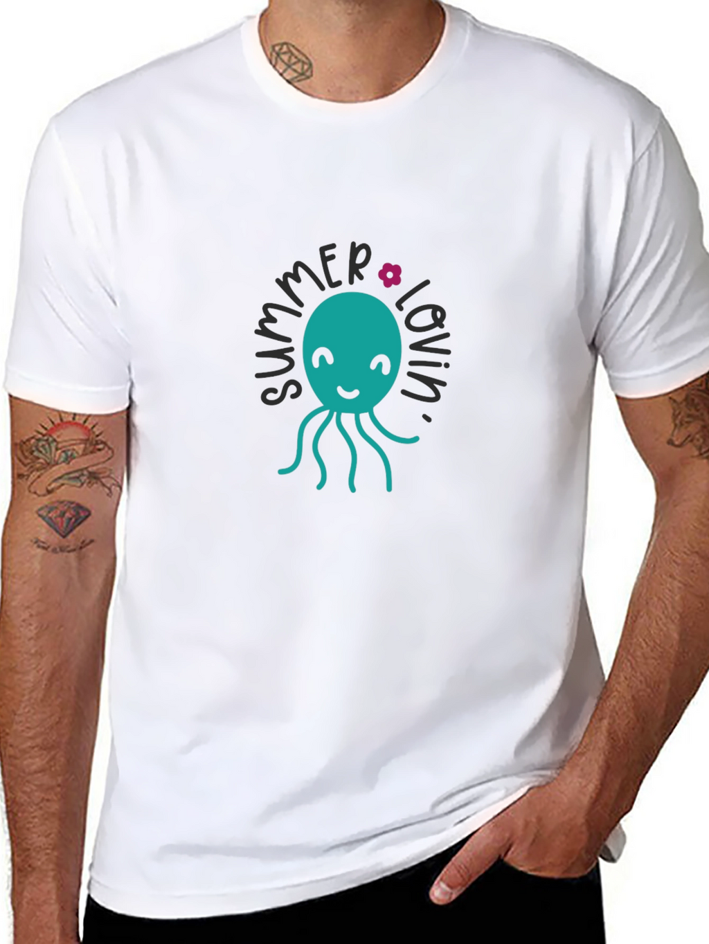 Summer Lovin Octopus Graphic Tee - Black