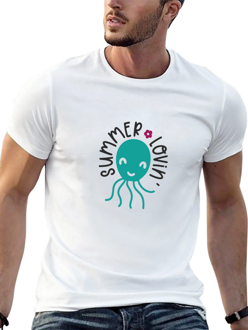 Summer Lovin Octopus Graphic Tee - Black