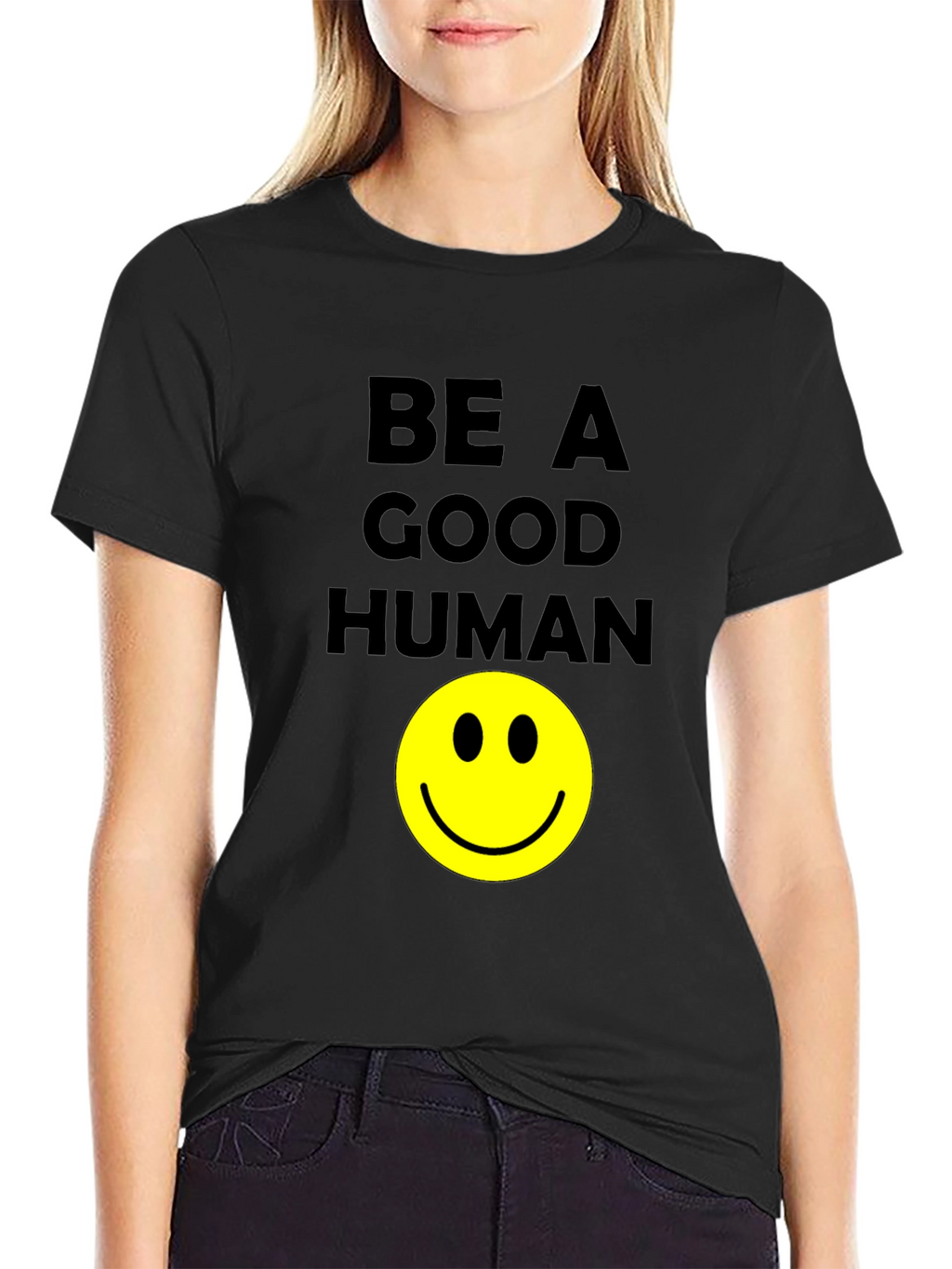 Be A Good Human Smiley Face Graphic T-Shirt