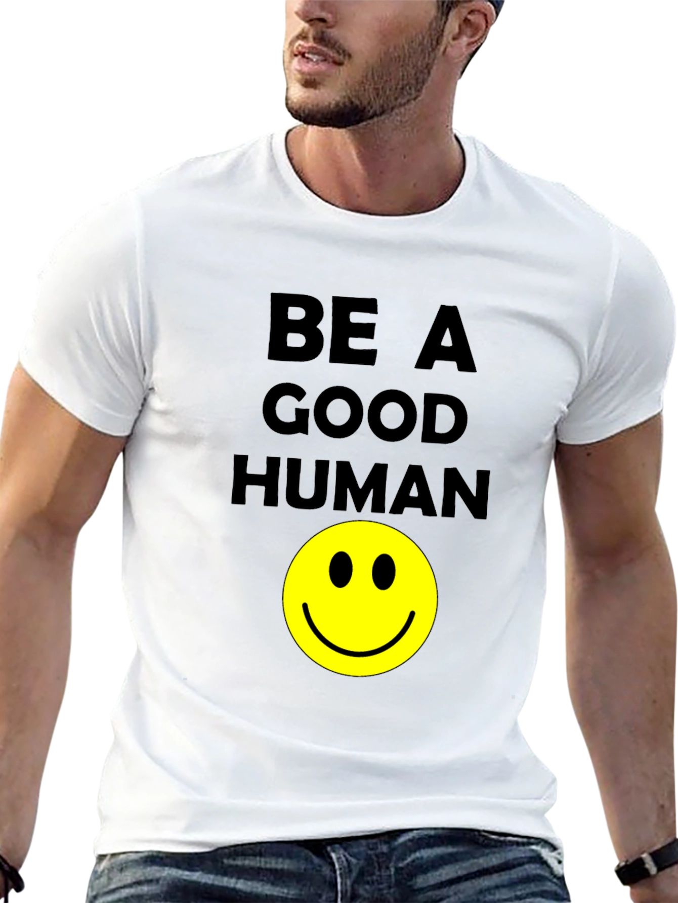 Be A Good Human Smiley Face Graphic T-Shirt
