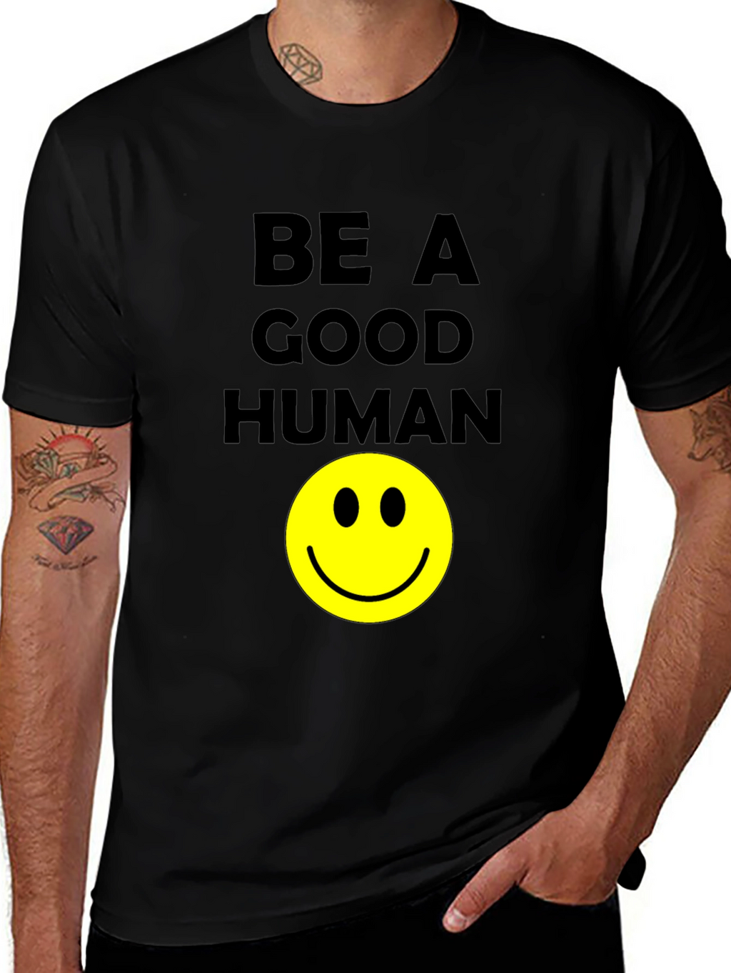 Be A Good Human Smiley Face Graphic T-Shirt