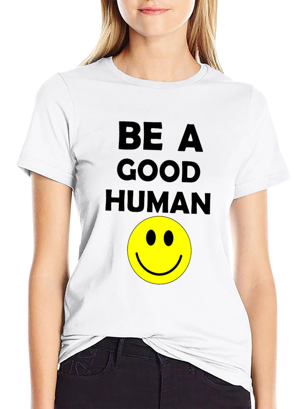 Be A Good Human Smiley Face Graphic T-Shirt