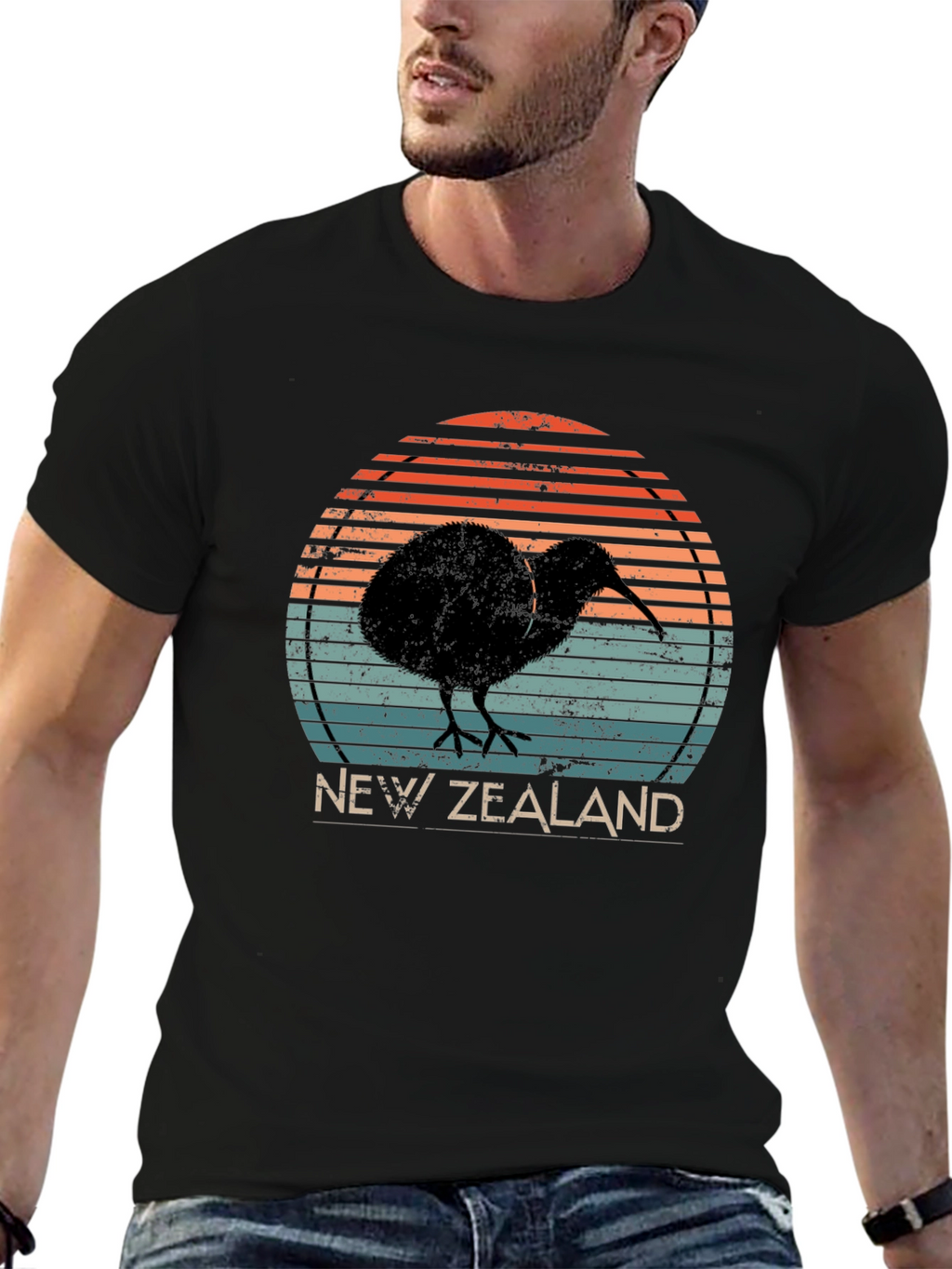 New Zealand Kiwi Bird Retro Graphic T-Shirt