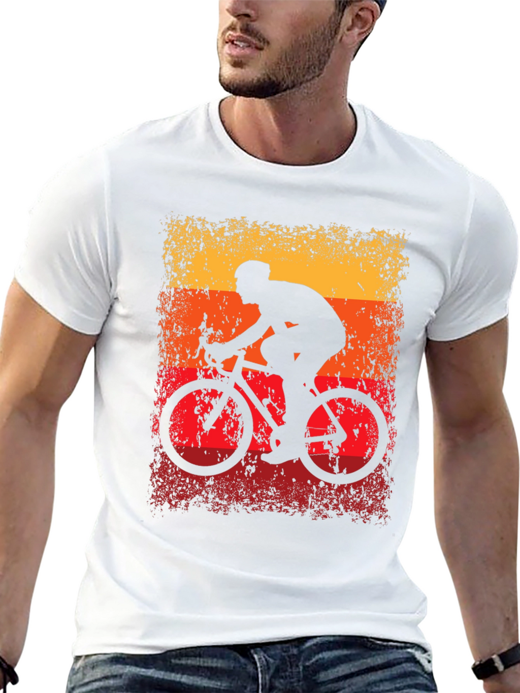 Retro Cycling T-Shirt - Black Cotton Blend