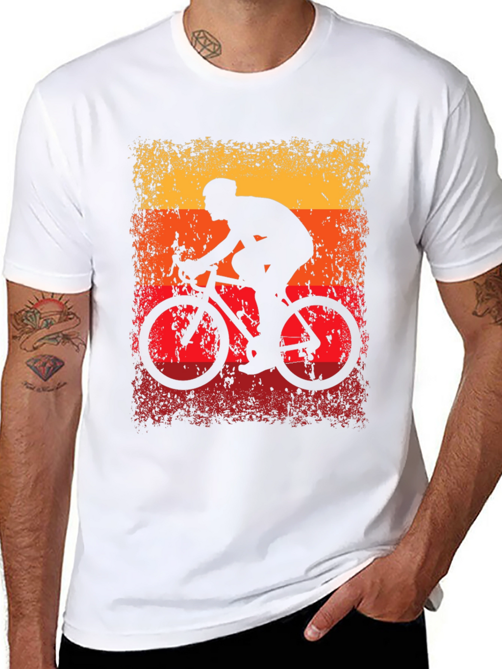 Retro Cycling T-Shirt - Black Cotton Blend