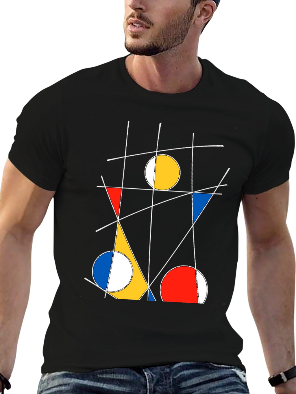 Abstract Geometric Art Black T-Shirt