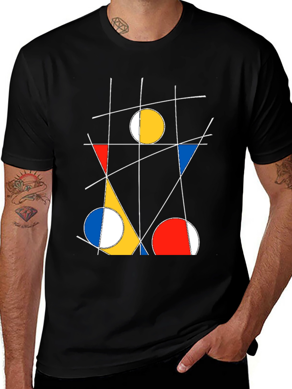 Abstract Geometric Art Black T-Shirt