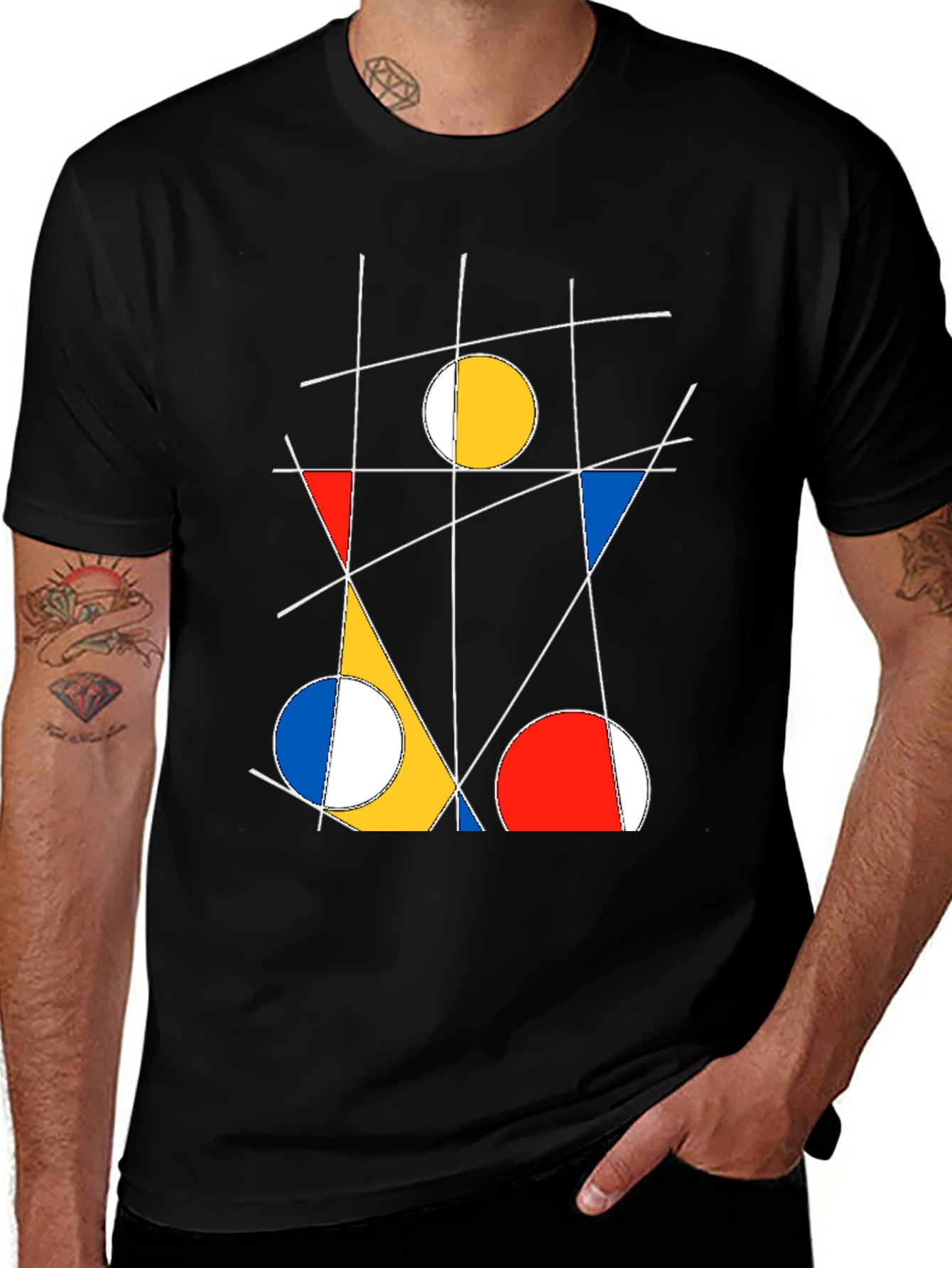 Abstract Geometric Art Black T-Shirt
