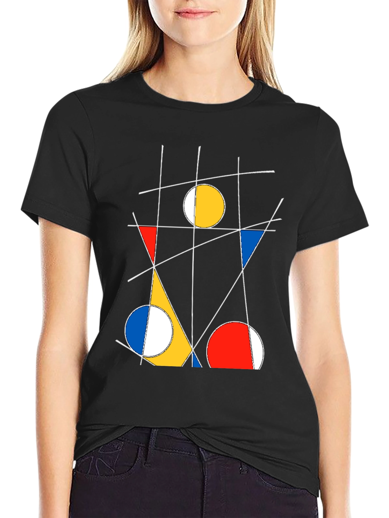 Abstract Geometric Art Black T-Shirt