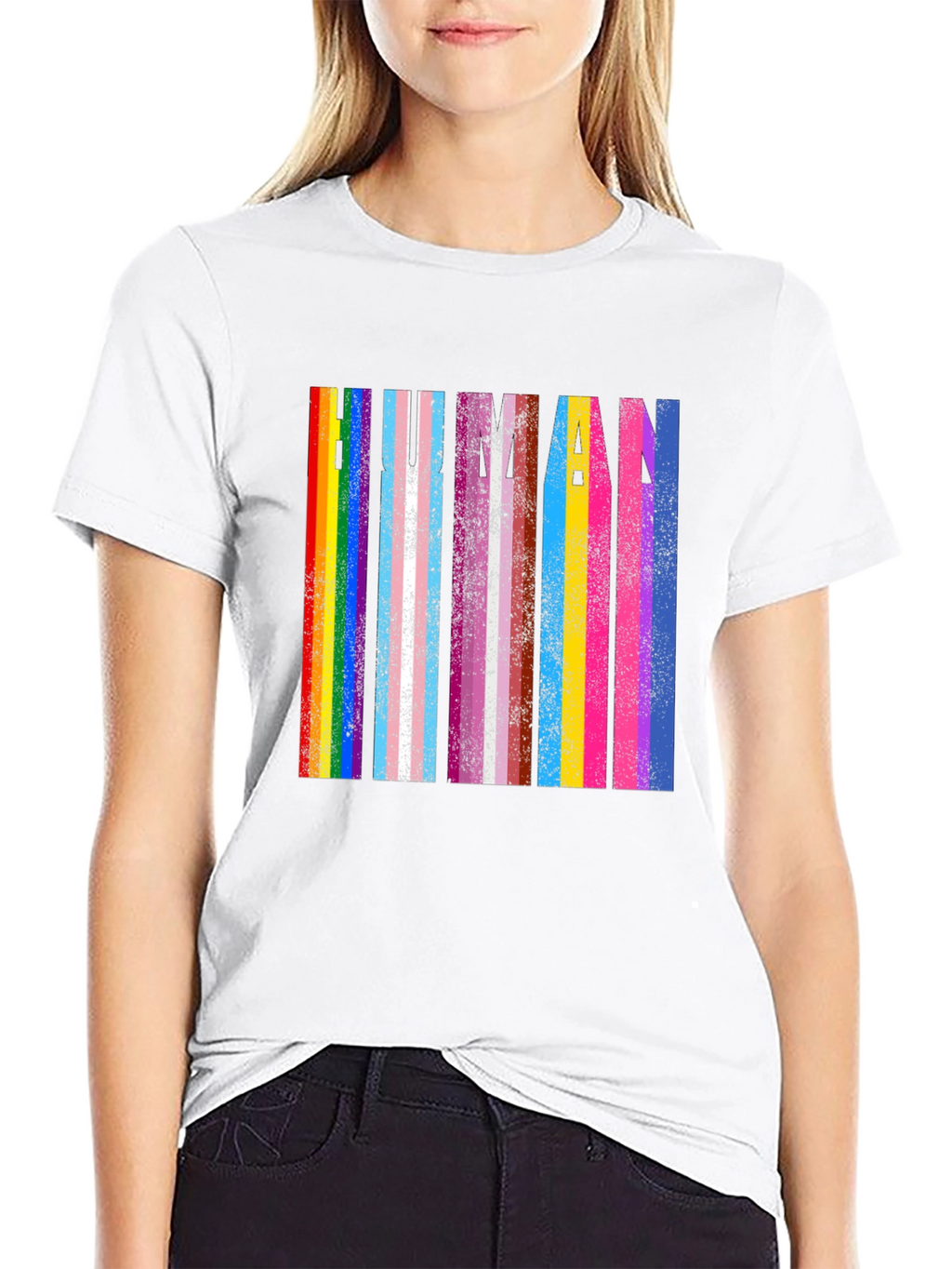 Human Pride T-Shirt: Rainbow & Transgender Flag