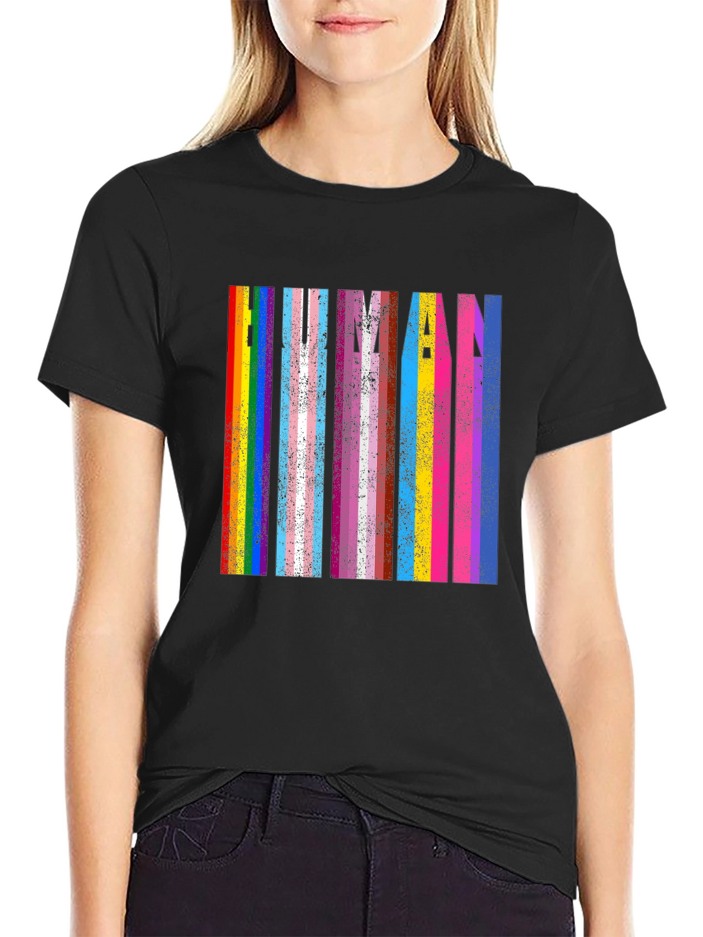 Human Pride T-Shirt: Rainbow & Transgender Flag