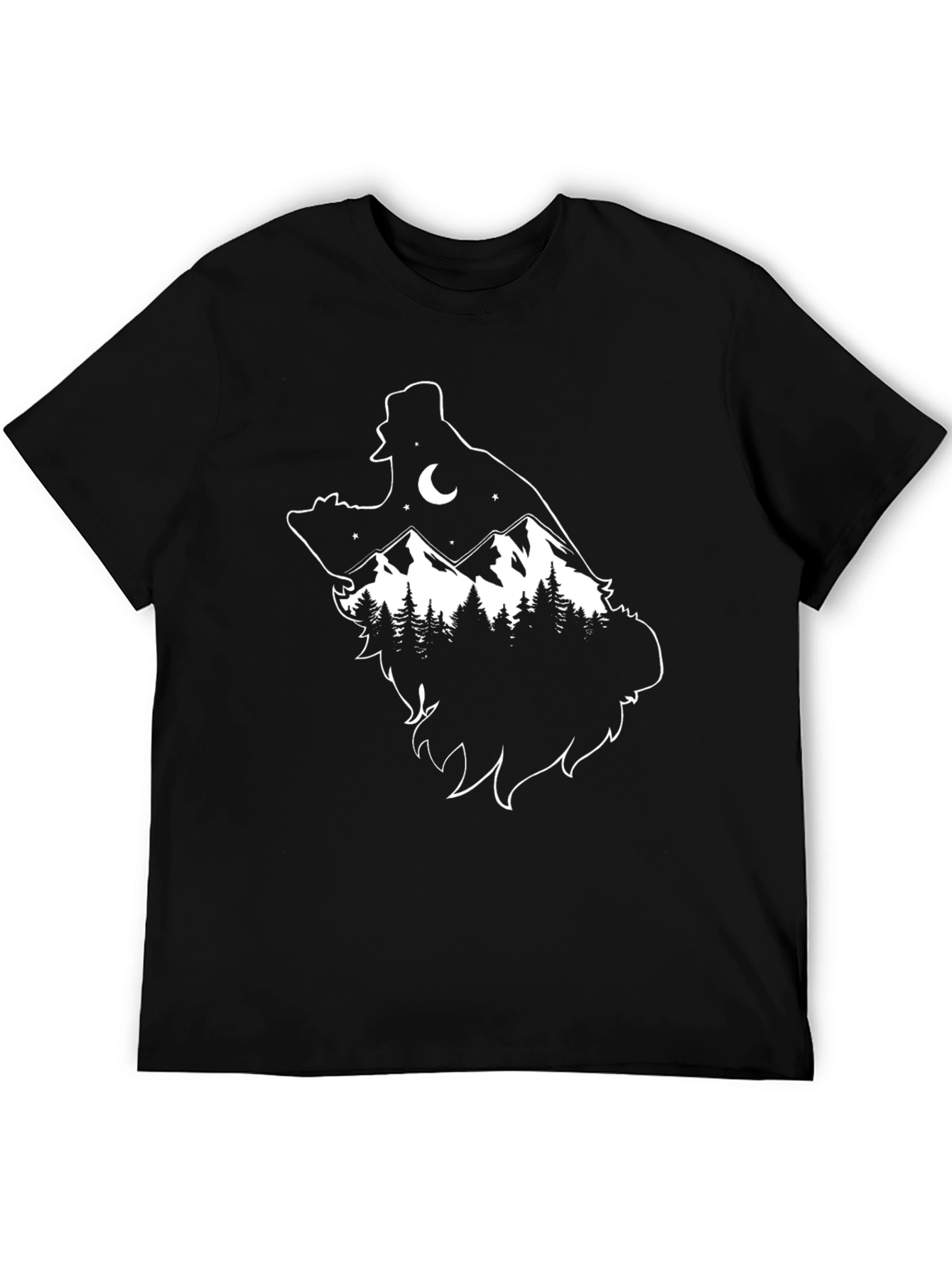 Wolf Mountain Scene T-Shirt - Black