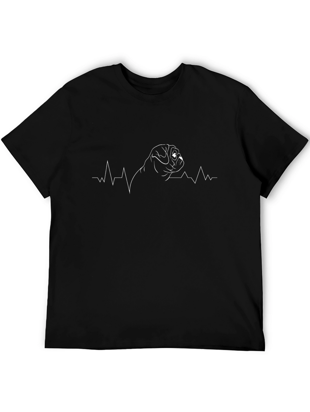 Pug Heartbeat T-Shirt - Black
