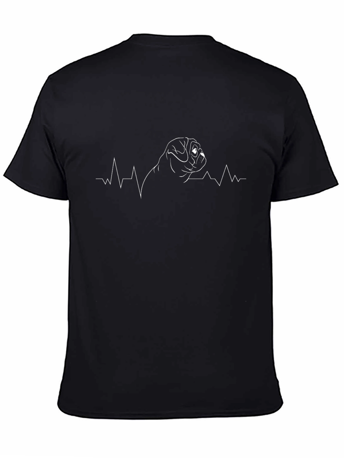 Pug Heartbeat T-Shirt - Black